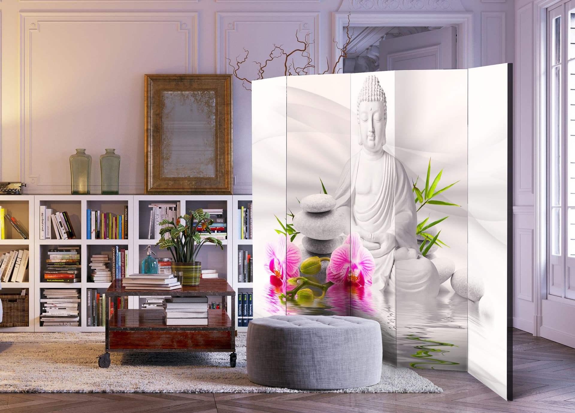 

Parawan 5-częściowy - Budda i orchidee II [Room Dividers] (rozmiar 225x172)