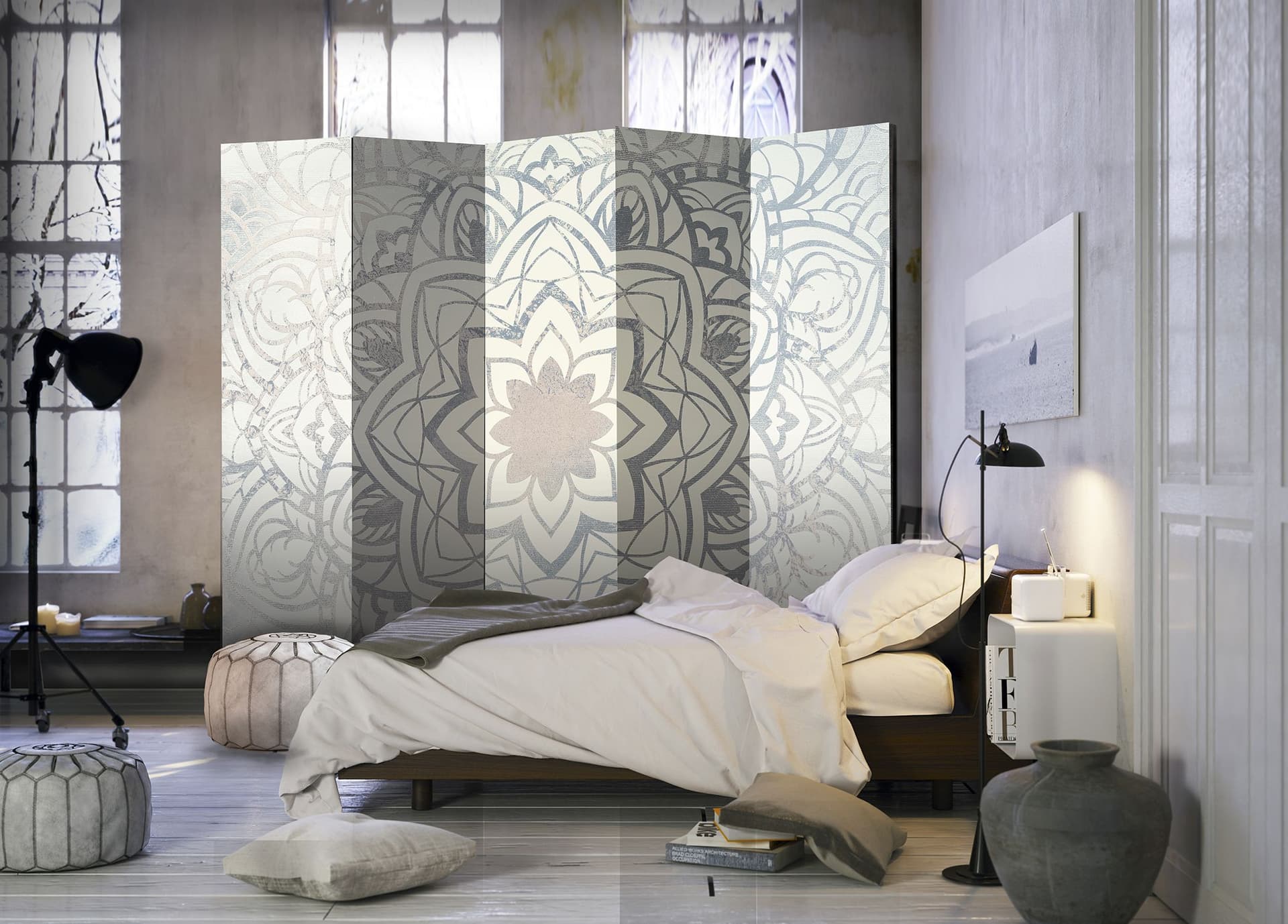 

Parawan 5-częściowy - Zimowa mandala II [Room Dividers] (rozmiar 225x172)