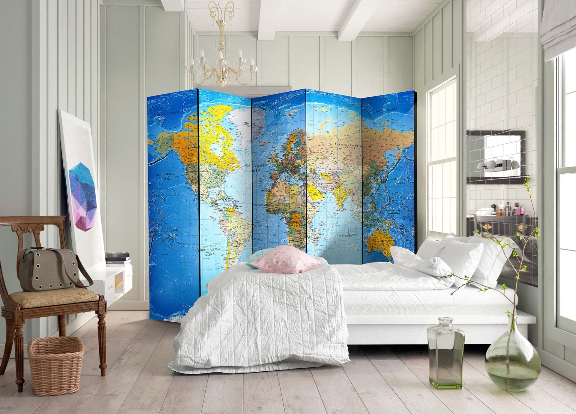 

Parawan 5-częściowy - Klasyczna mapa świata [Room Dividers] (rozmiar 225x172)