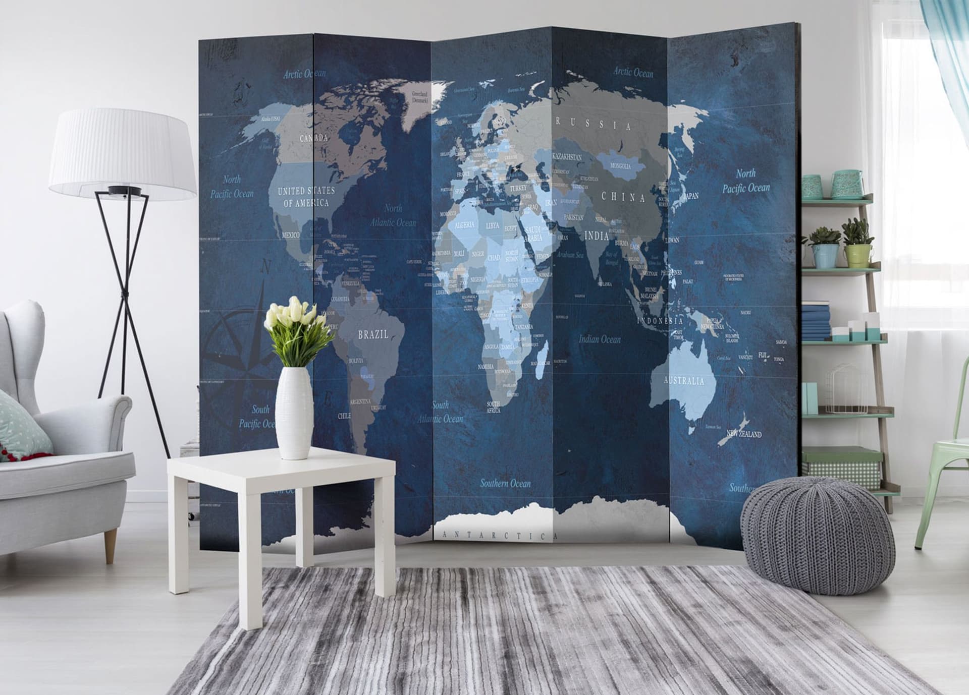 

Parawan 5-częściowy - Granatowy świat [Room Dividers] (rozmiar 225x172)