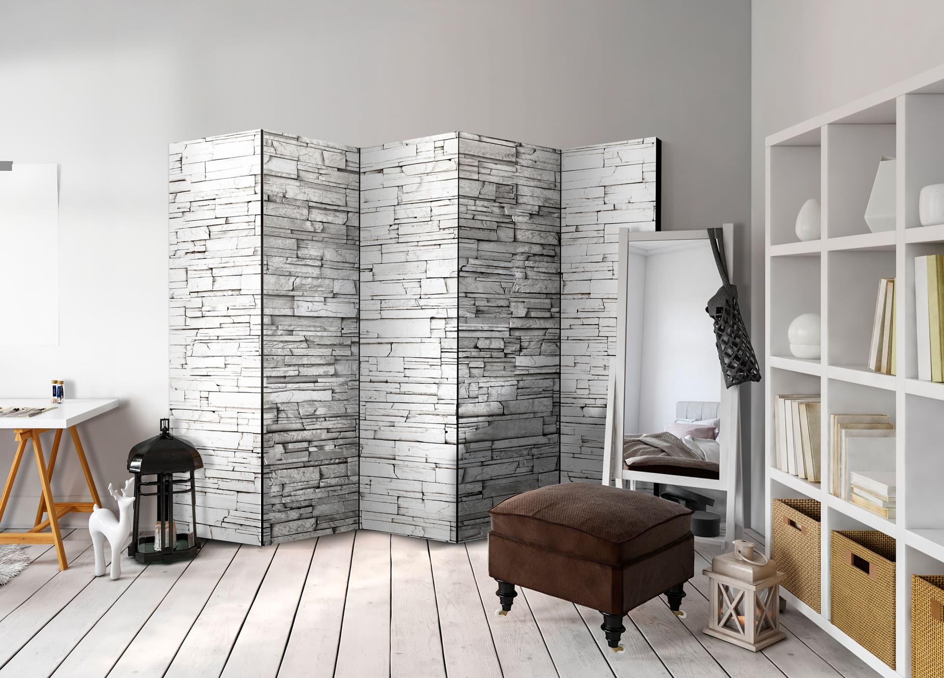 

Parawan 5-częściowy - Białe zaklęcie II [Room Dividers] (rozmiar 225x172)