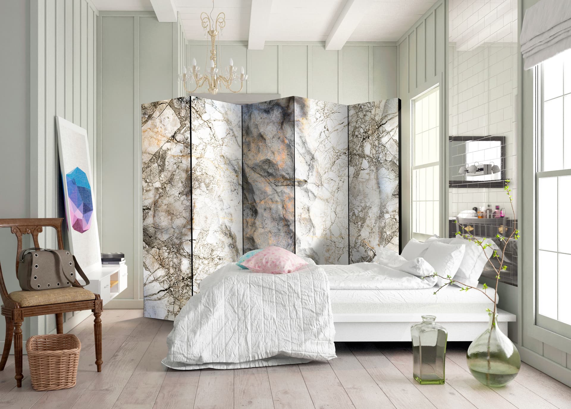 

Parawan 5-częściowy - Marmurowa zagadka II [Room Dividers] (rozmiar 225x172)