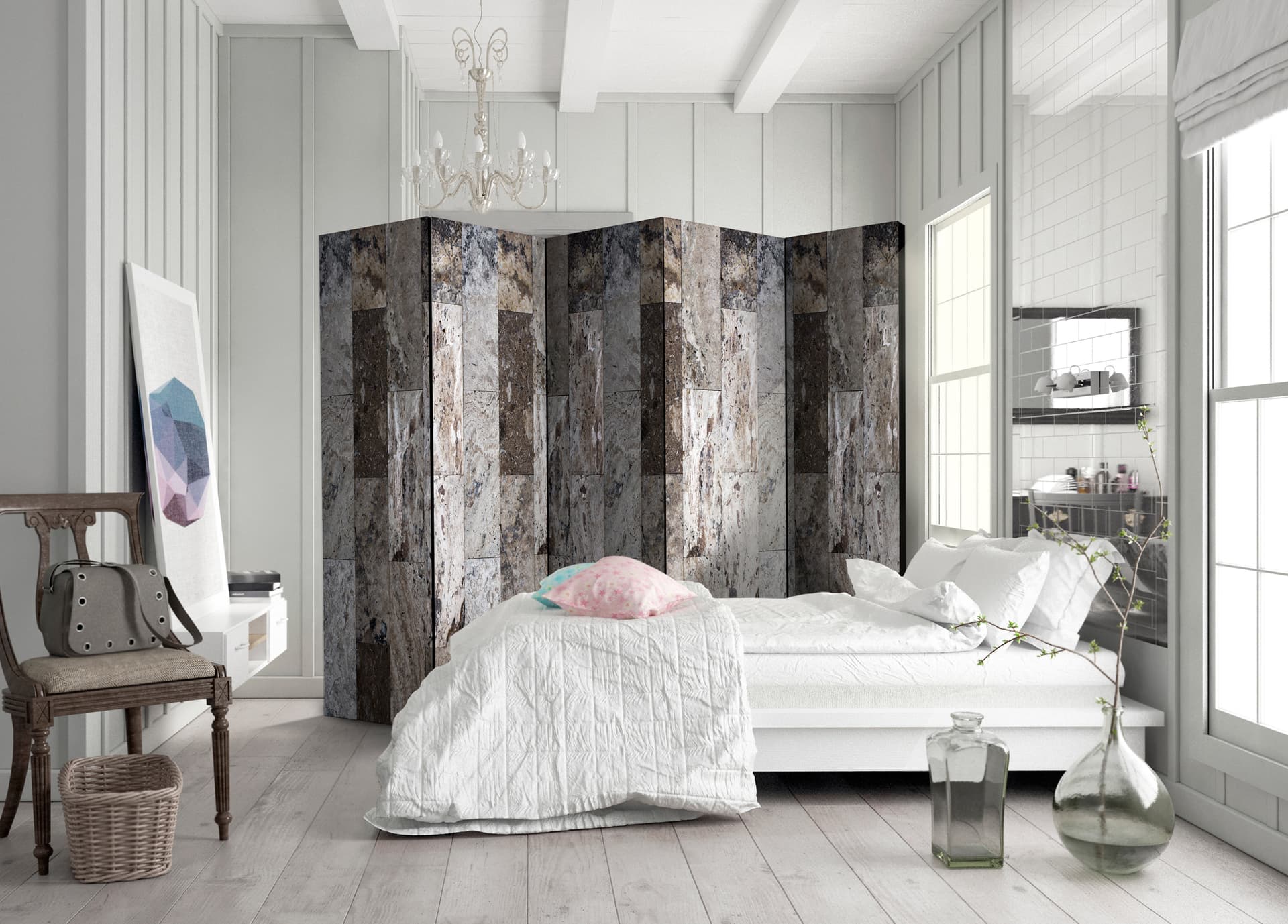 

Parawan 5-częściowy - Marmurowa mozaika II [Room Dividers] (rozmiar 225x172)