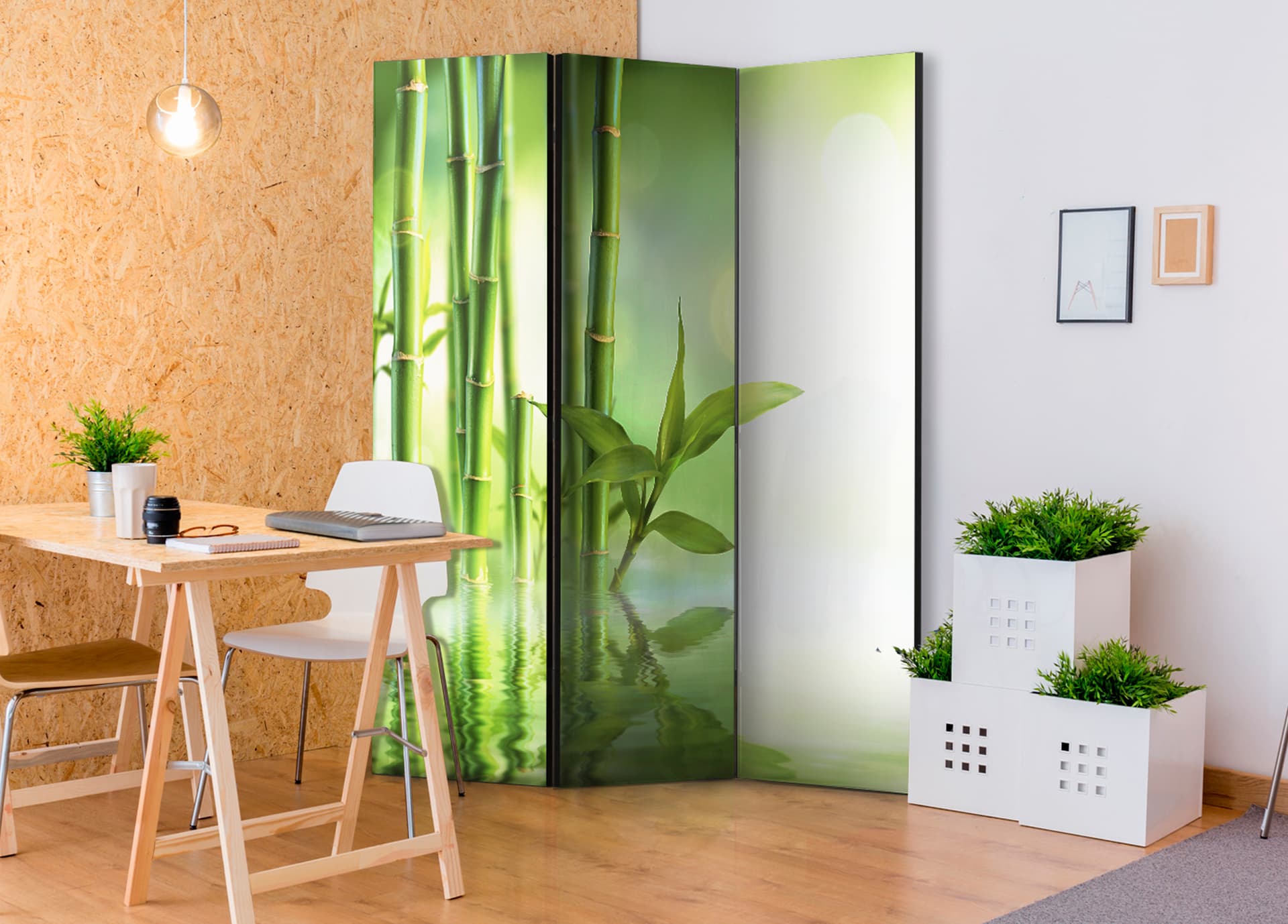 

Parawan 3-częściowy - Zielony bambus [Room Dividers] (rozmiar 135x172)
