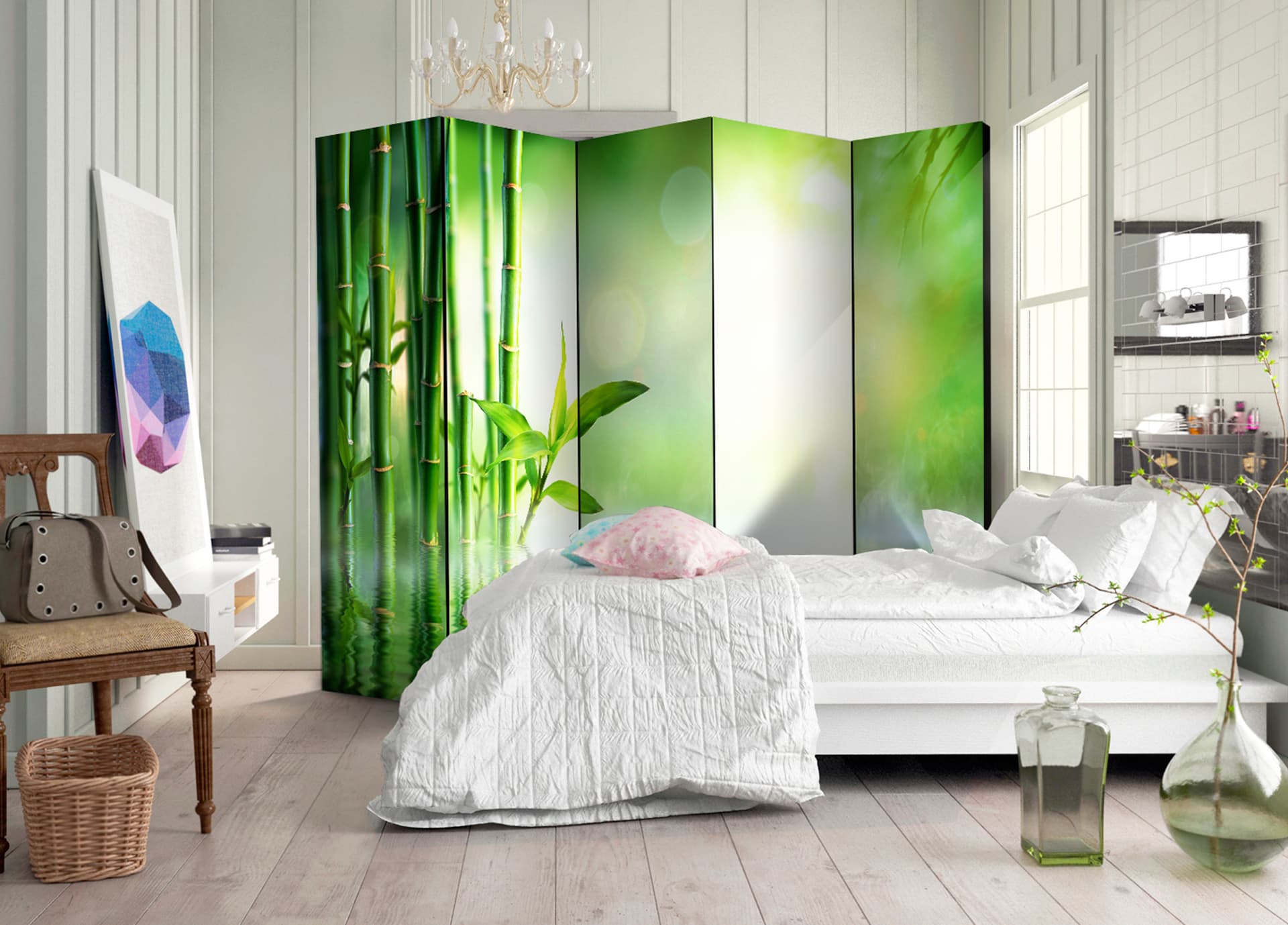 

Parawan 5-częściowy - Zielony bambus II [Room Dividers] (rozmiar 225x172)