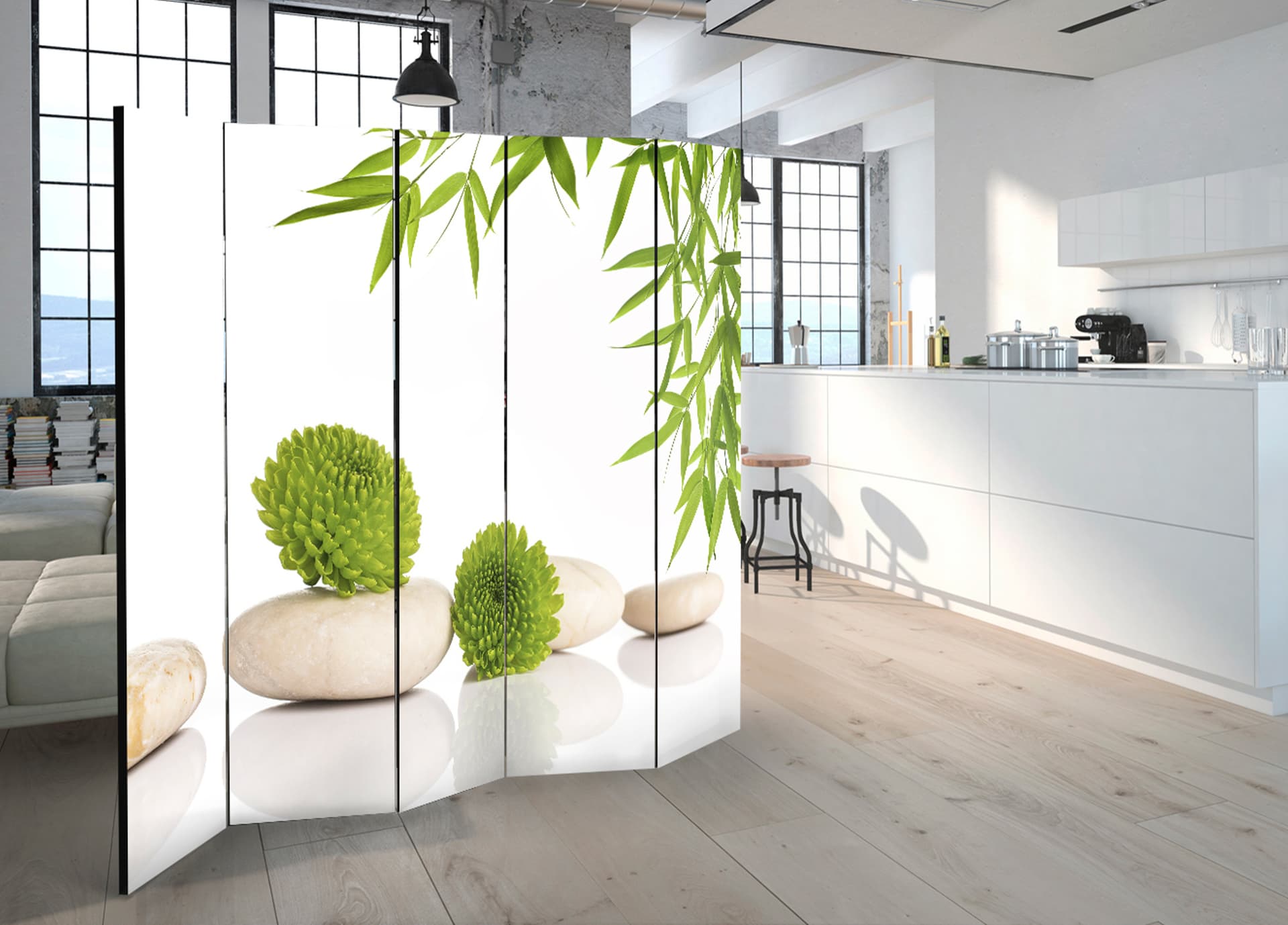 

Parawan 5-częściowy - Zielony relaks II [Room Dividers] (rozmiar 225x172)