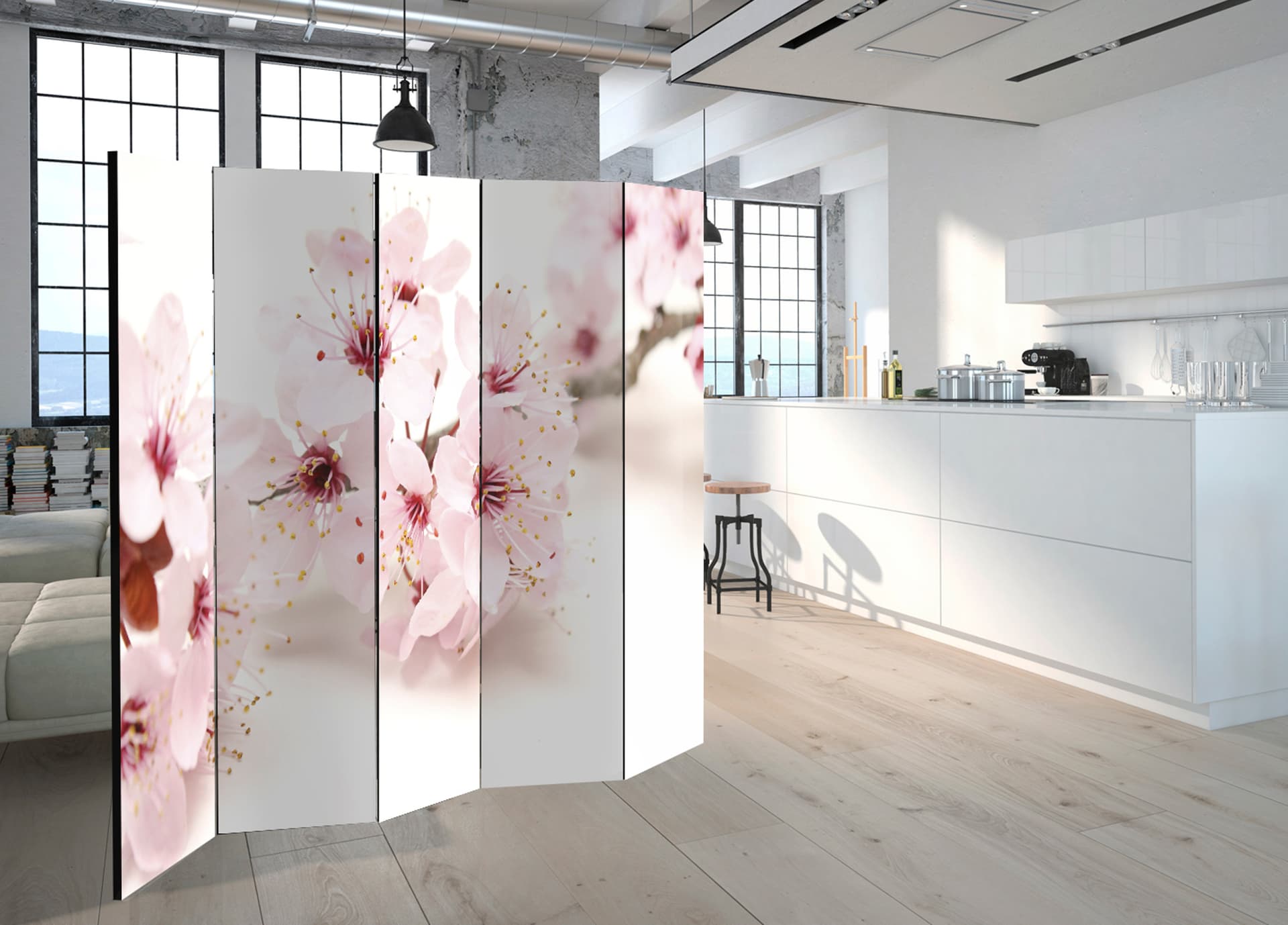

Parawan 5-częściowy - Kwiat wiśni II [Room Dividers] (rozmiar 225x172)