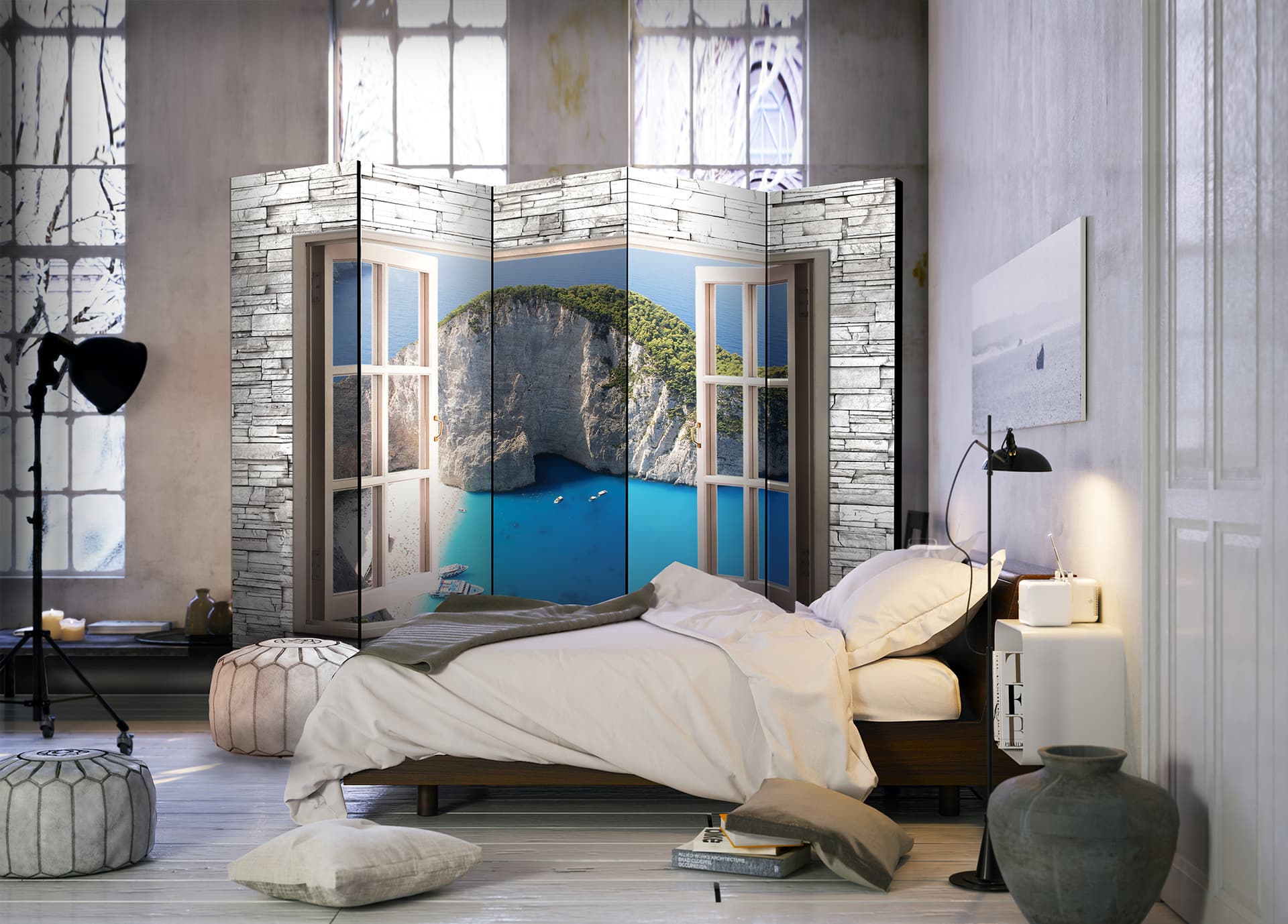 

Parawan 5-częściowy - Lazurowy raj II [Room Dividers] (rozmiar 225x172)