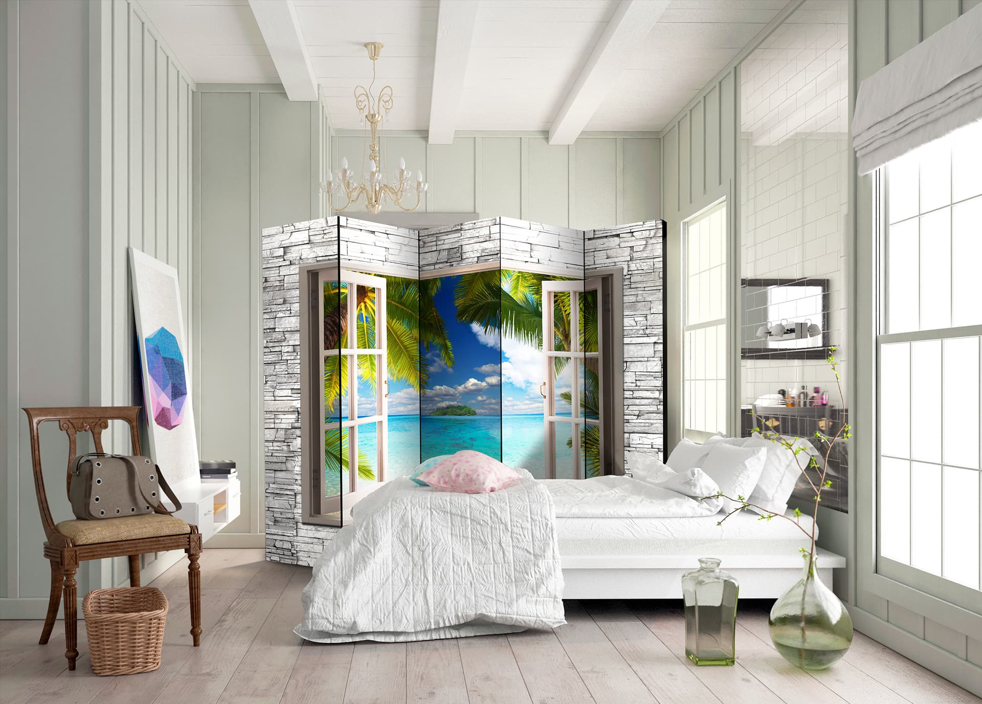 

Parawan 5-częściowy - Wyspa marzeń II [Room Dividers] (rozmiar 225x172)