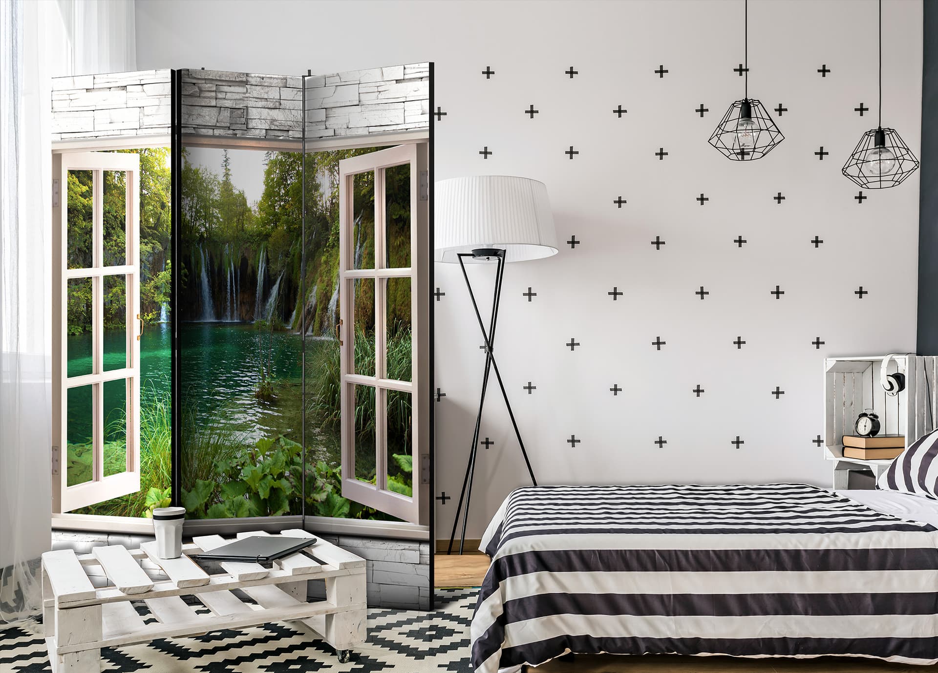 

Parawan 3-częściowy - Zielony skarb [Room Dividers] (rozmiar 135x172)