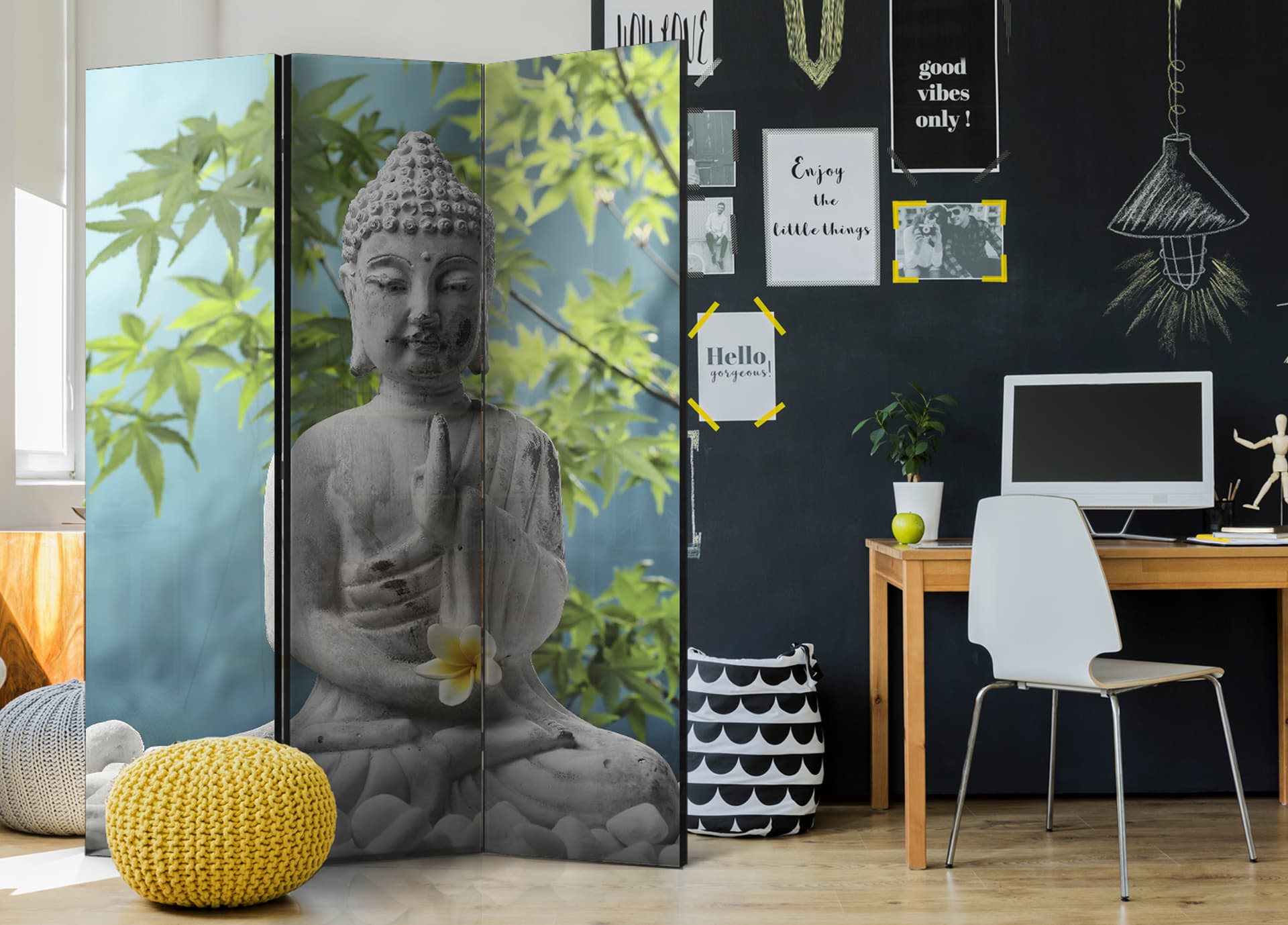 

Parawan 3-częściowy - Medytujący Budda [Room Dividers] (rozmiar 135x172)