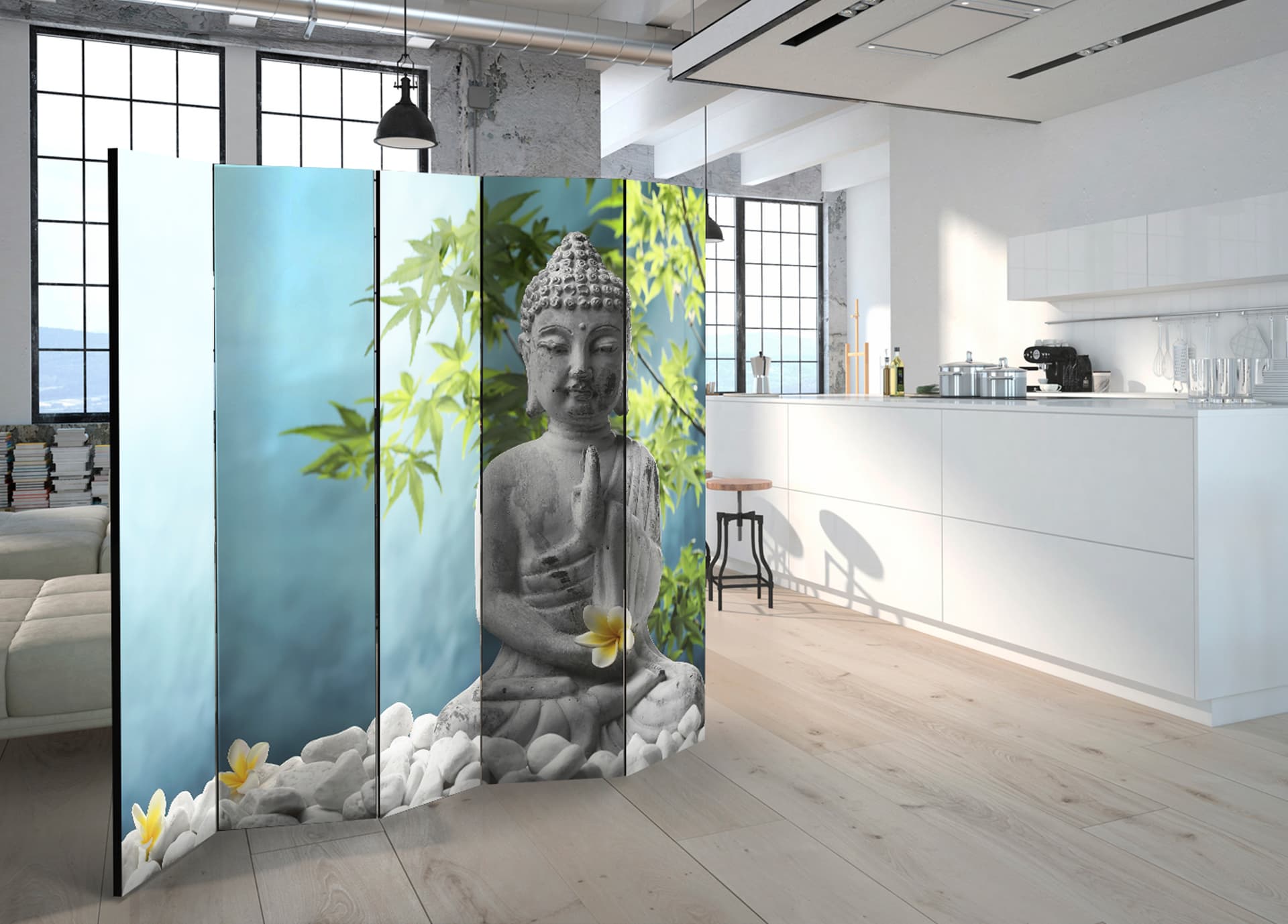 

Parawan 5-częściowy - Medytujący Budda II [Room Dividers] (rozmiar 225x172)