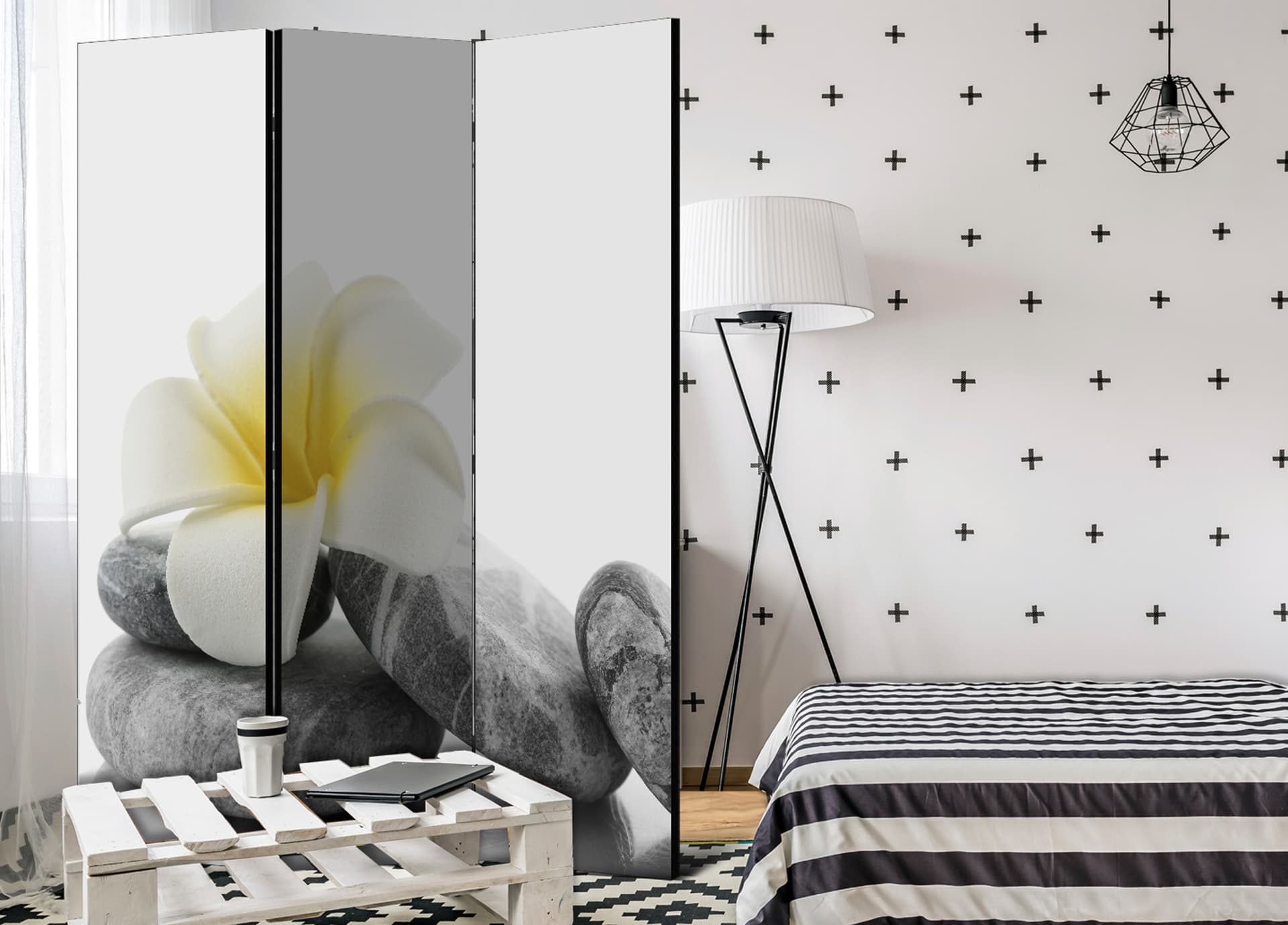 

Parawan 3-częściowy - Biały Lotos [Room Dividers] (rozmiar 135x172)