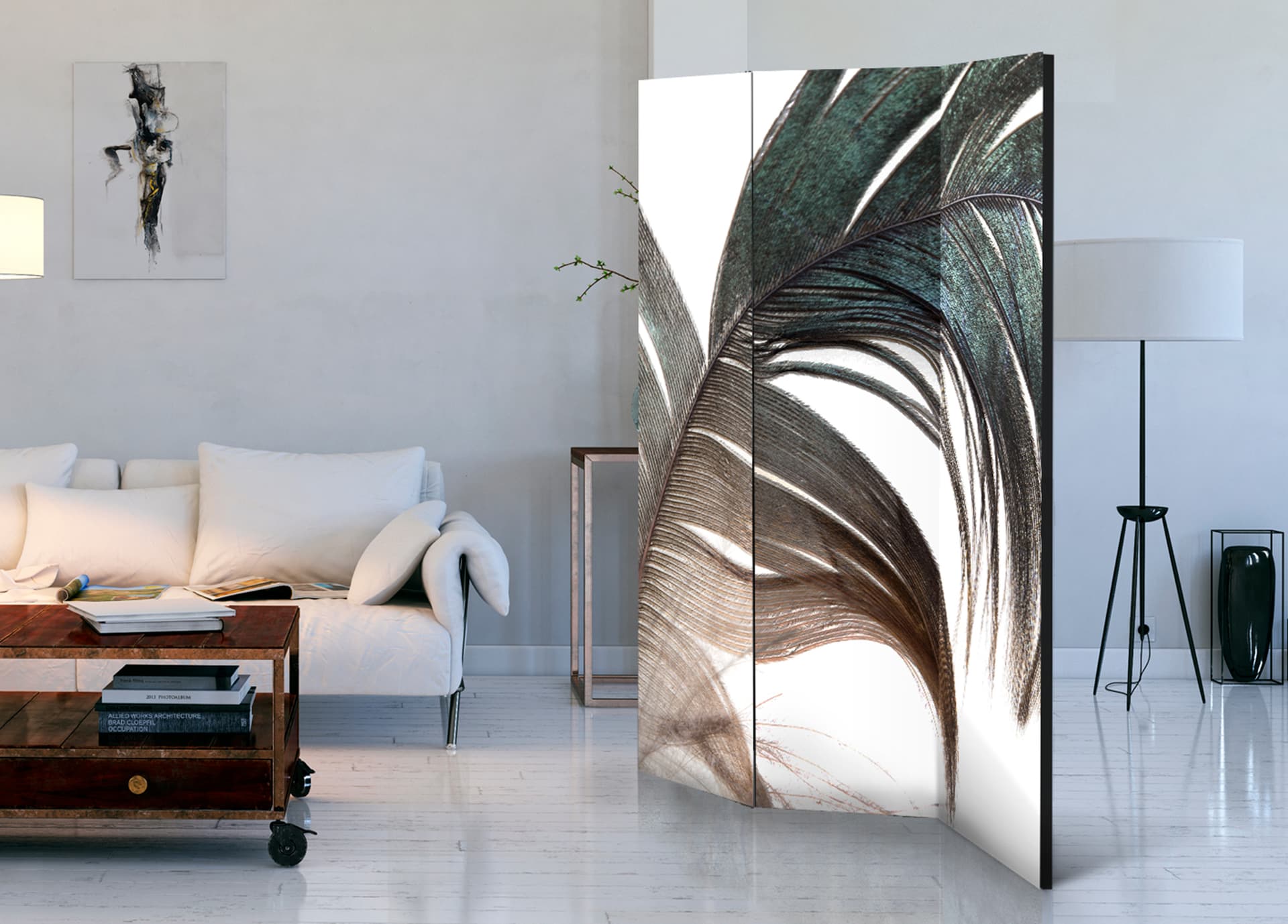 

Parawan 3-częściowy - Piękne piórko [Room Dividers] (rozmiar 135x172)