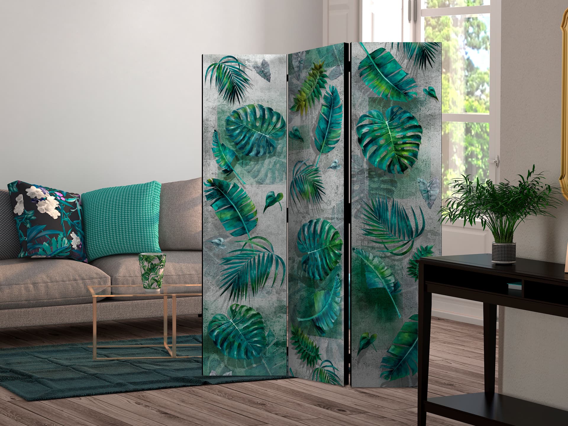 

Parawan 3-częściowy - Modernistyczna dżungla [Room Dividers] (rozmiar 135x172)