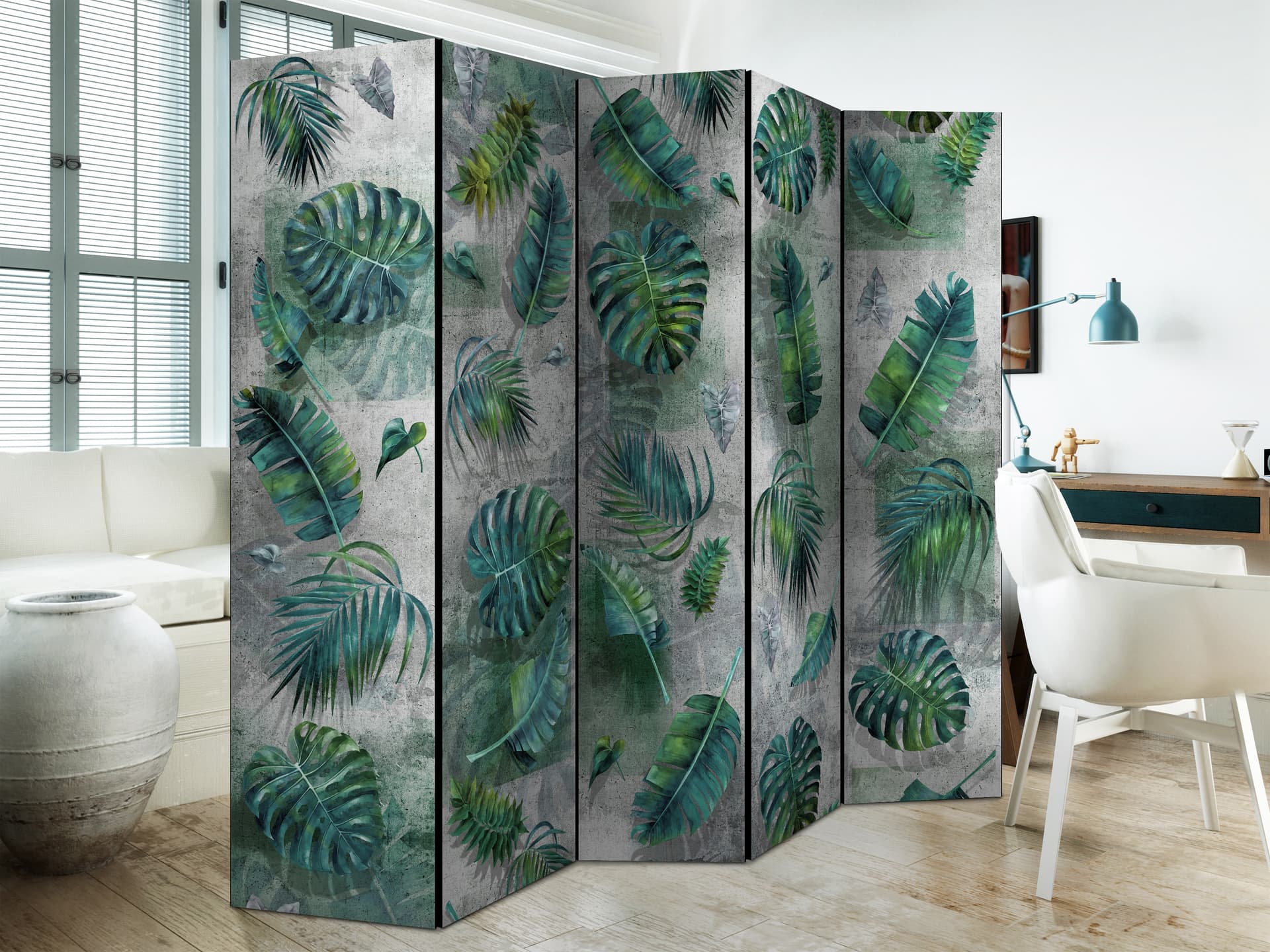 

Parawan 5-częściowy - Modernistyczna dżungla II [Room Dividers] (rozmiar 225x172)