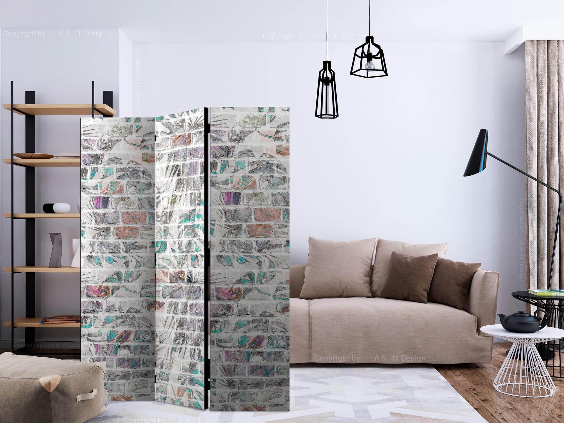 

Parawan 3-częściowy - Palmowa ściana [Room Dividers] (rozmiar 135x172)