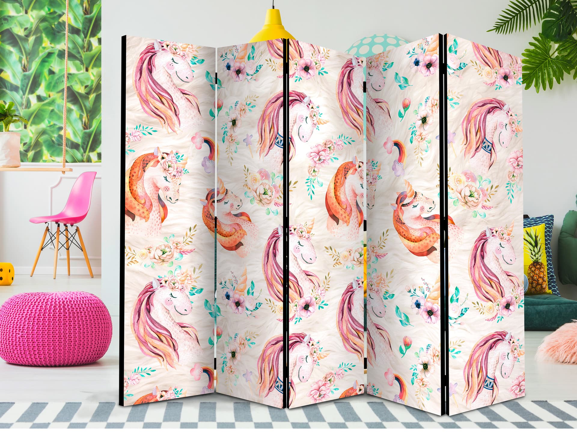 

Parawan 5-częściowy - Pastelowe jednorożce II [Room Dividers] (rozmiar 225x172)