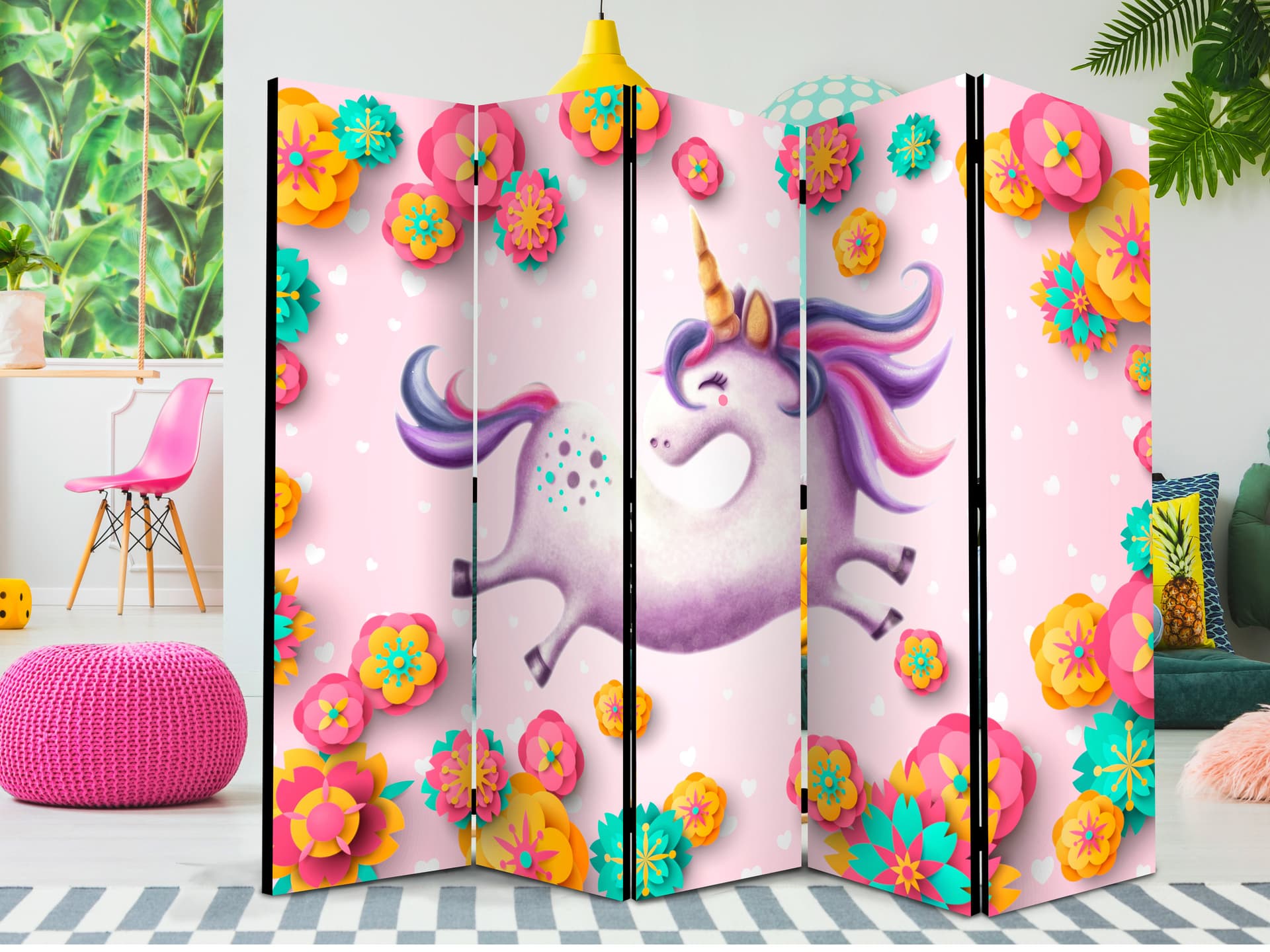 

Parawan 5-częściowy - Gibki unicorn II [Room Dividers] (rozmiar 225x172)