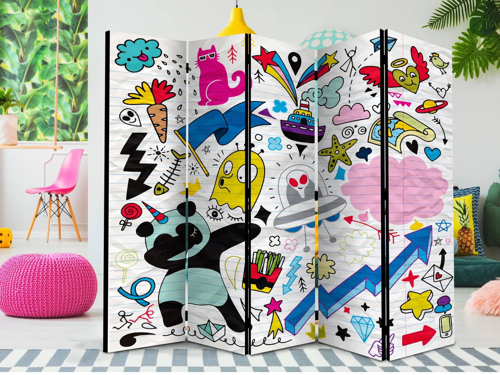 

Parawan 5-częściowy - Energiczna panda II [Room Dividers] (rozmiar 225x172)