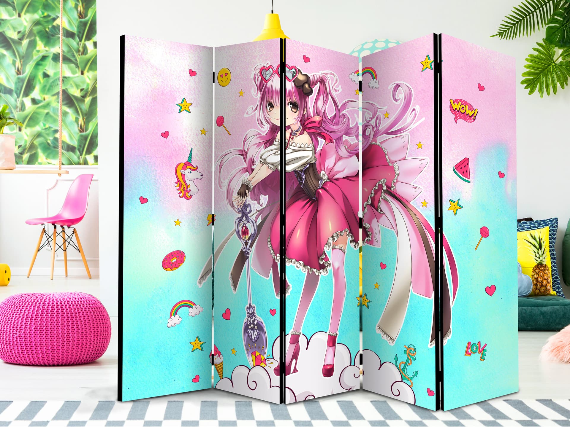 

Parawan 5-częściowy - Czarodziejka Miko II [Room Dividers] (rozmiar 225x172)