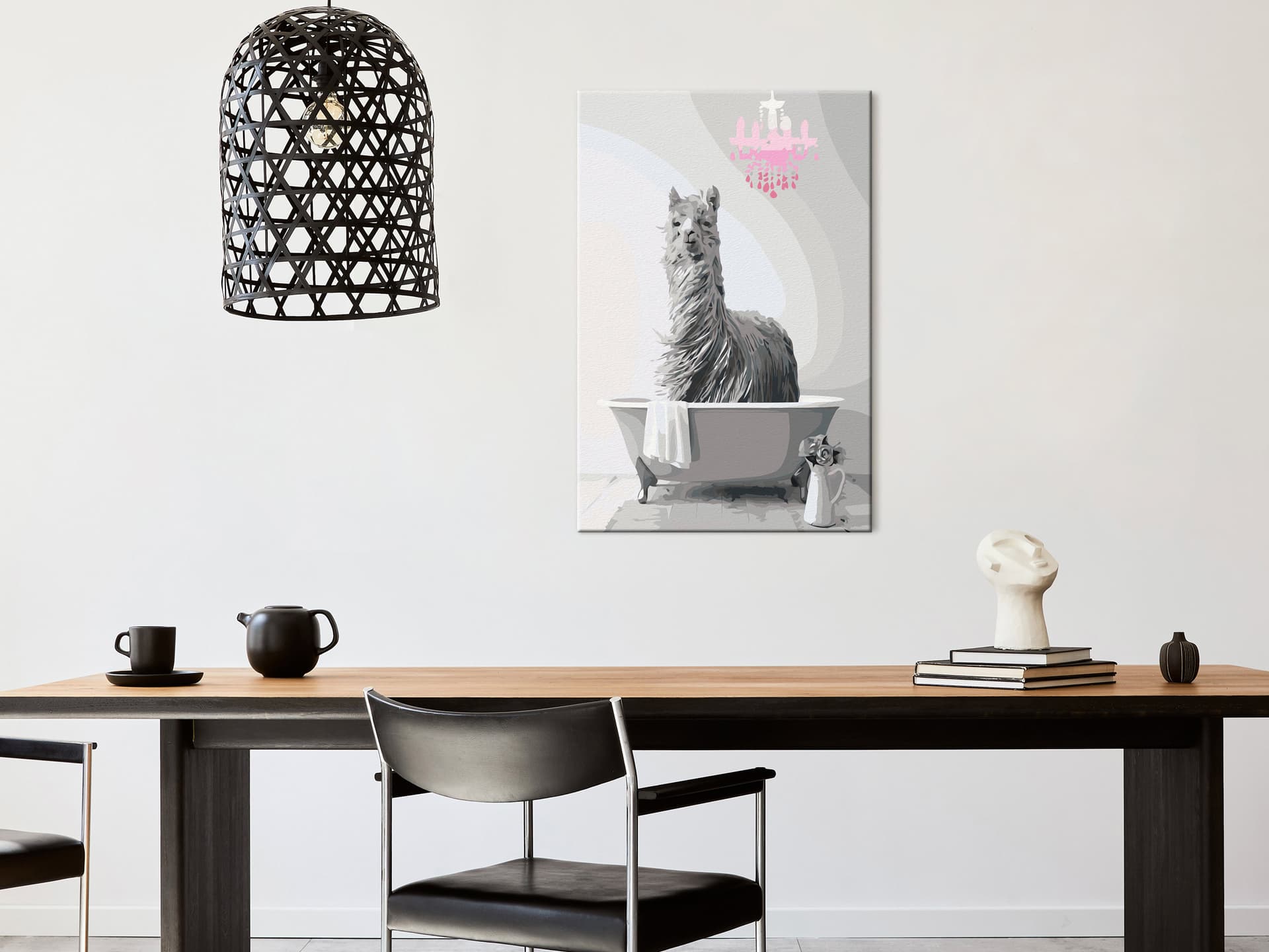 

Obraz do samodzielnego malowania - Lama w wannie (rozmiar 40x60)