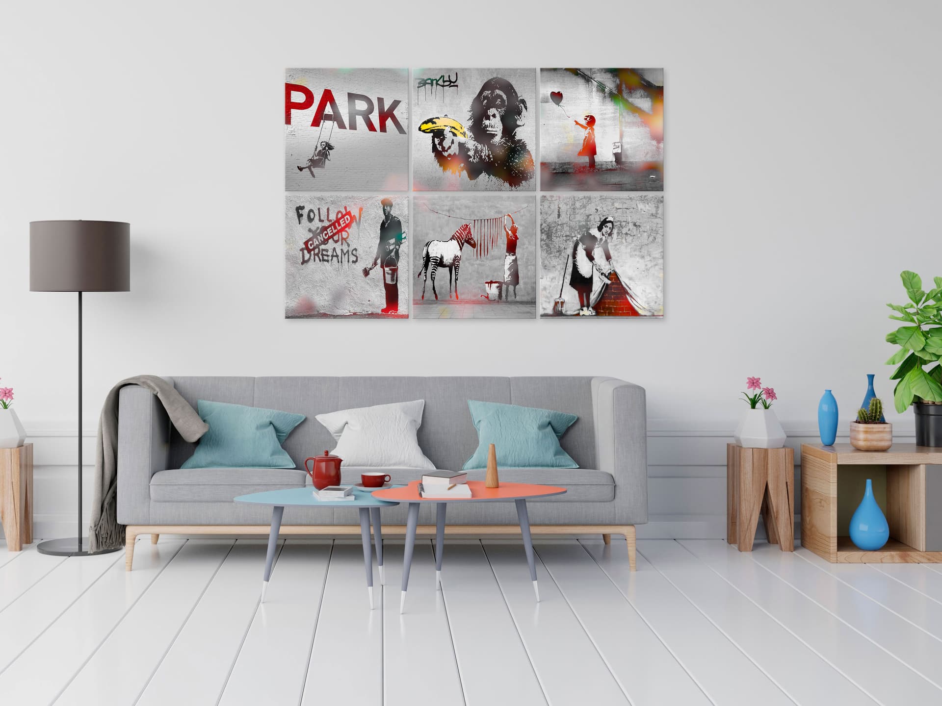 

Obraz - Kolaż Banksy (6-częściowy) (rozmiar 90x60)