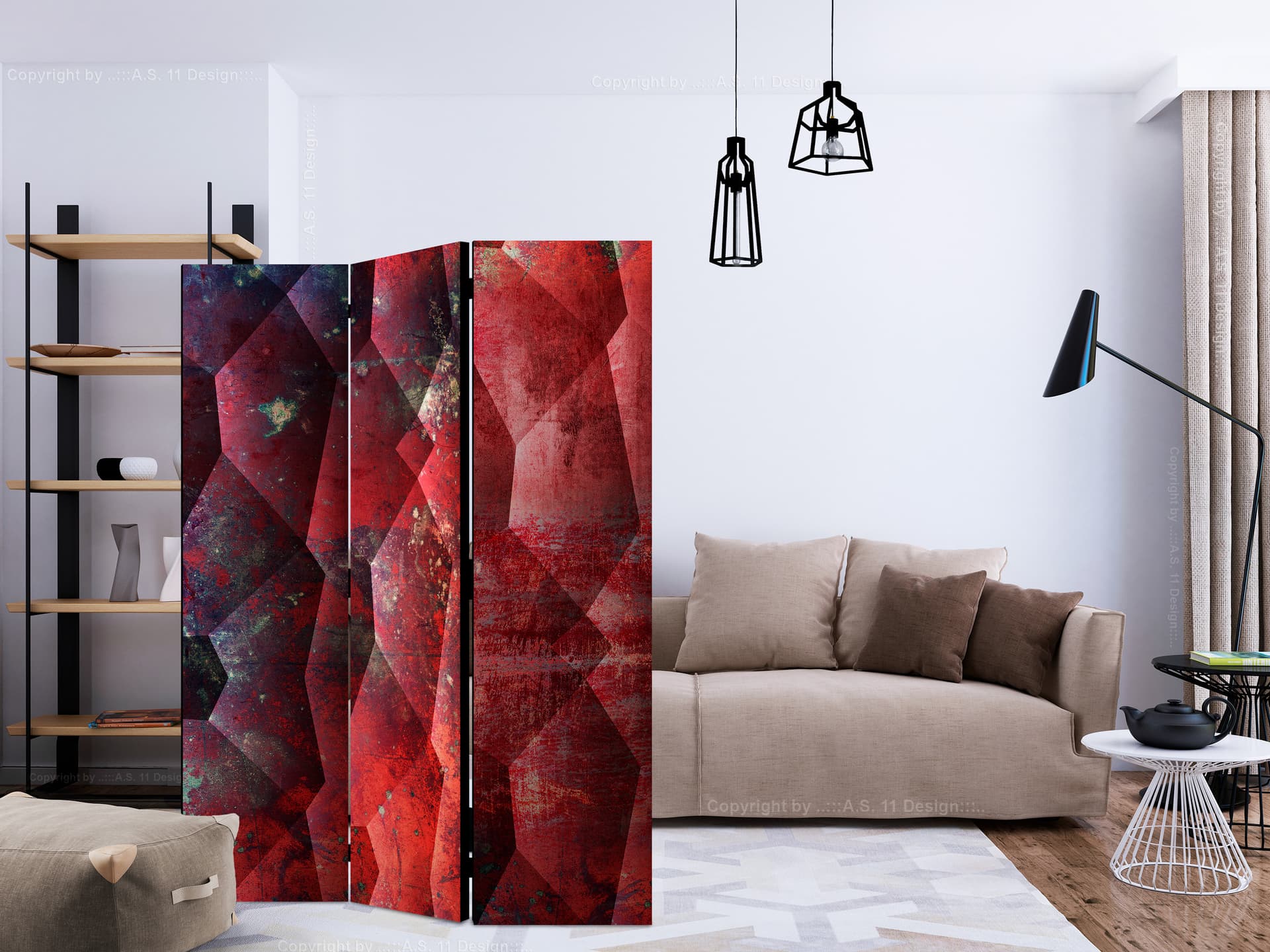 

Parawan 3-częściowy - Purpurowy relief [Room Dividers] (rozmiar 135x172)