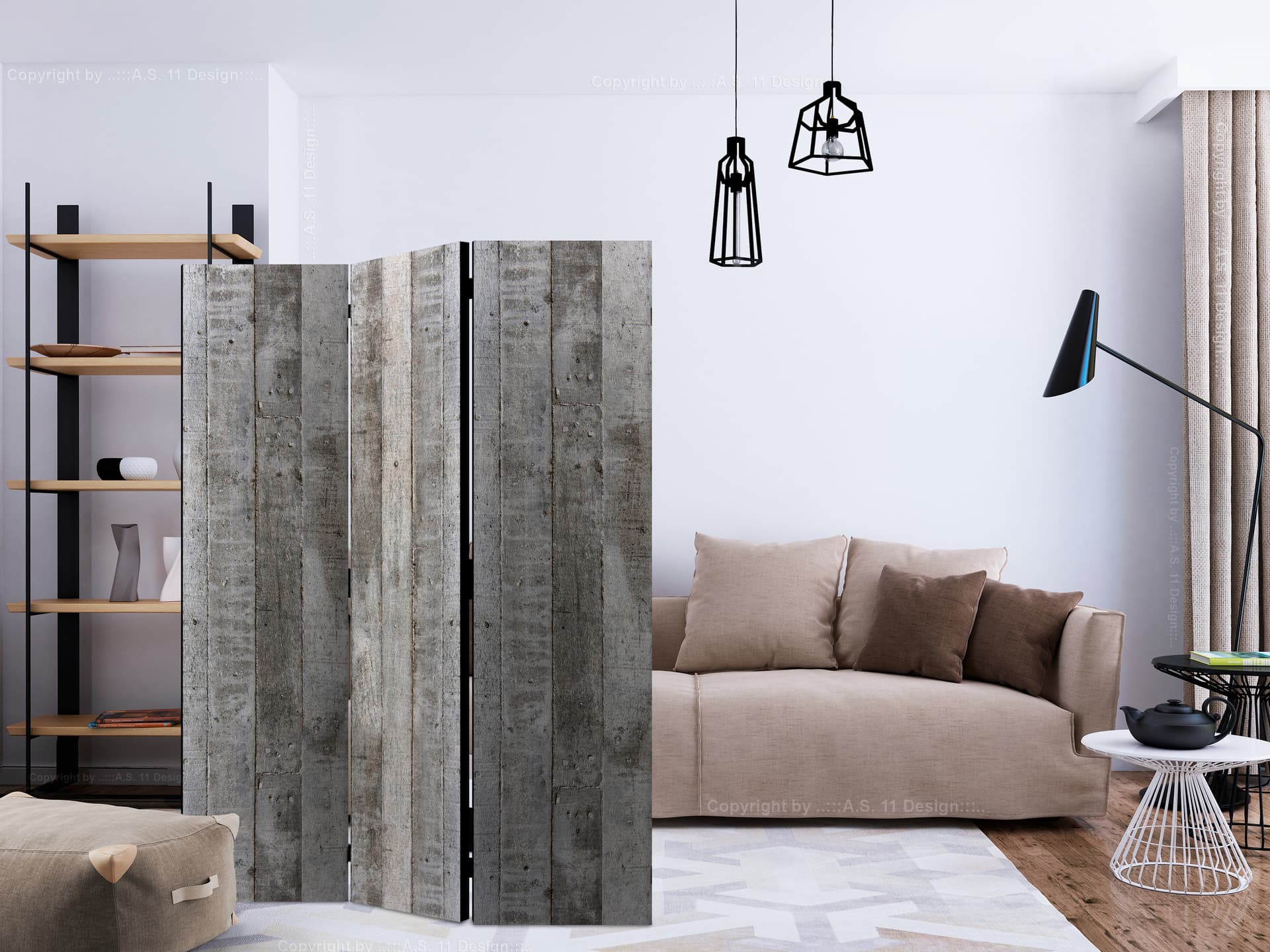 

Parawan 3-częściowy - Betonowy szalunek [Room Dividers] (rozmiar 135x172)