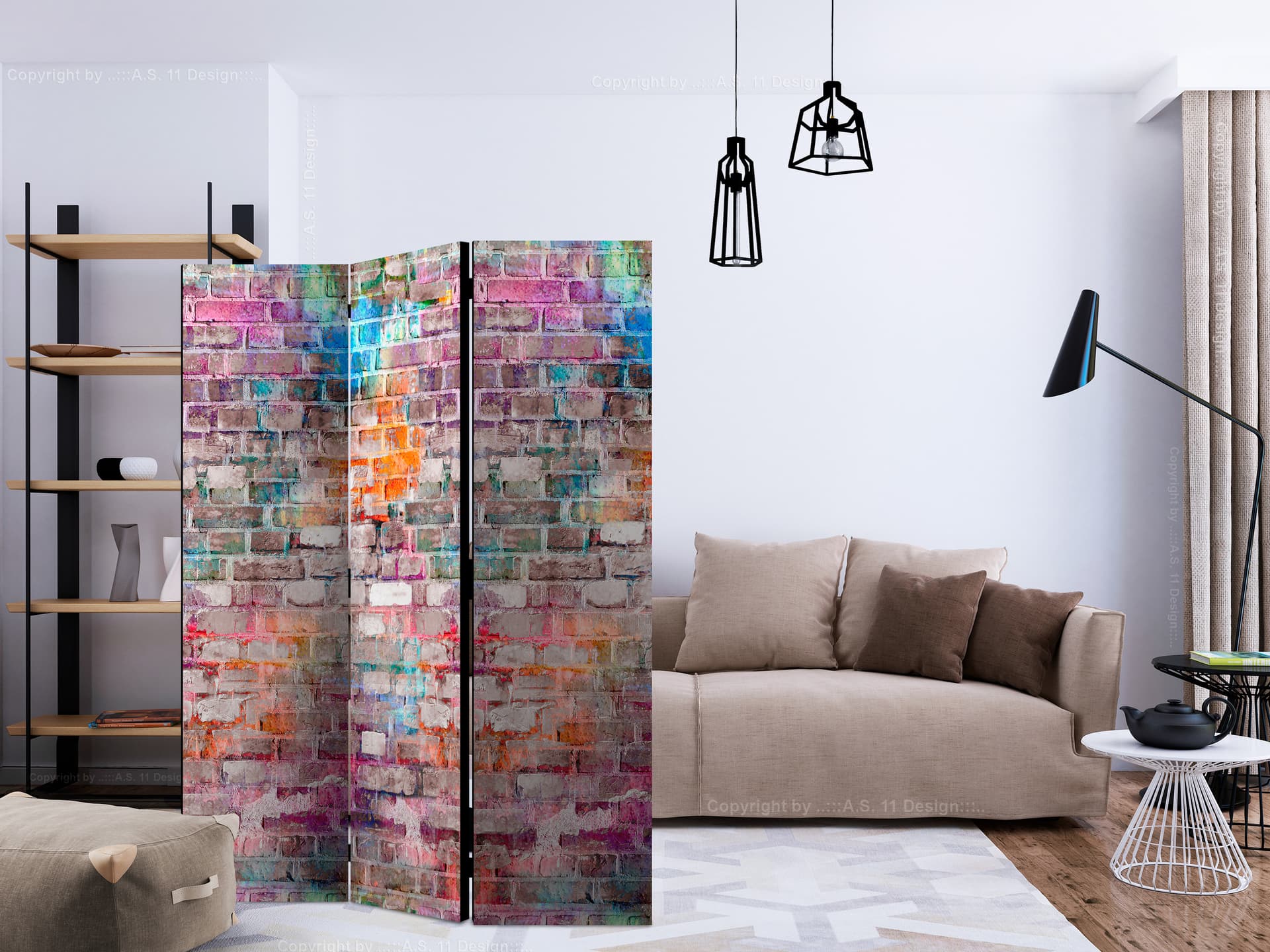 

Parawan 3-częściowy - Chromatyczny mur [Room Dividers] (rozmiar 135x172)