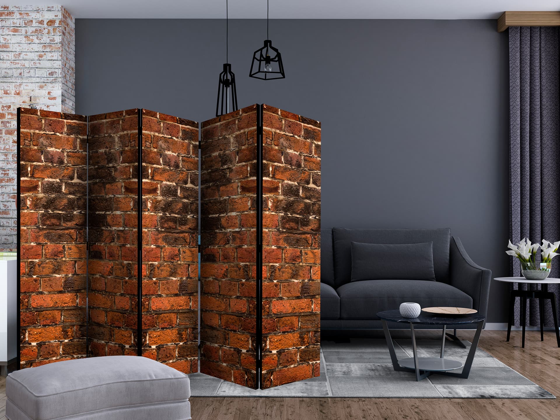 

Parawan 5-częściowy - Ceglany cień II [Room Dividers] (rozmiar 225x172)