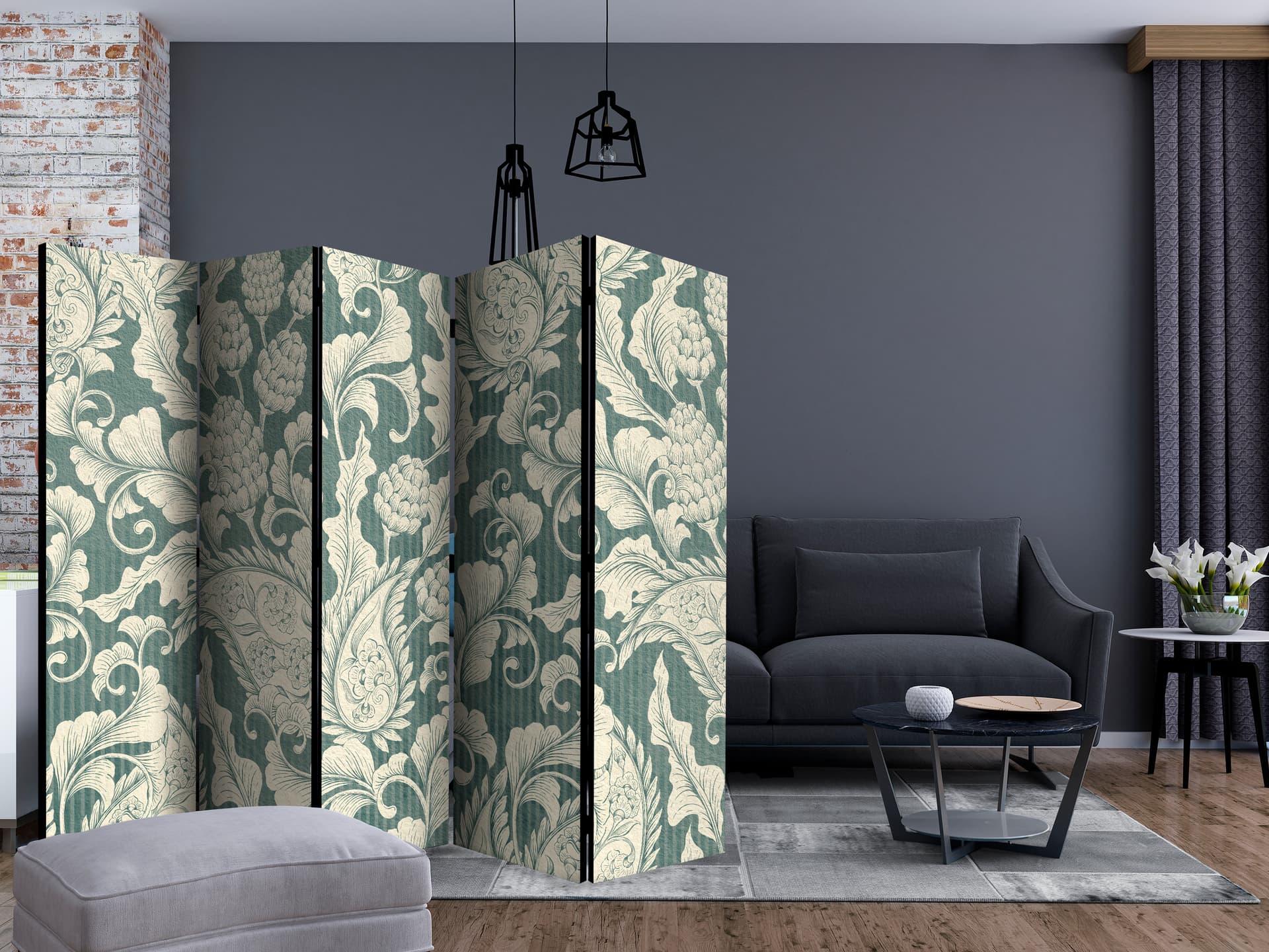 

Parawan 5-częściowy - Gipsowe ornamenty II [Room Dividers] (rozmiar 225x172)