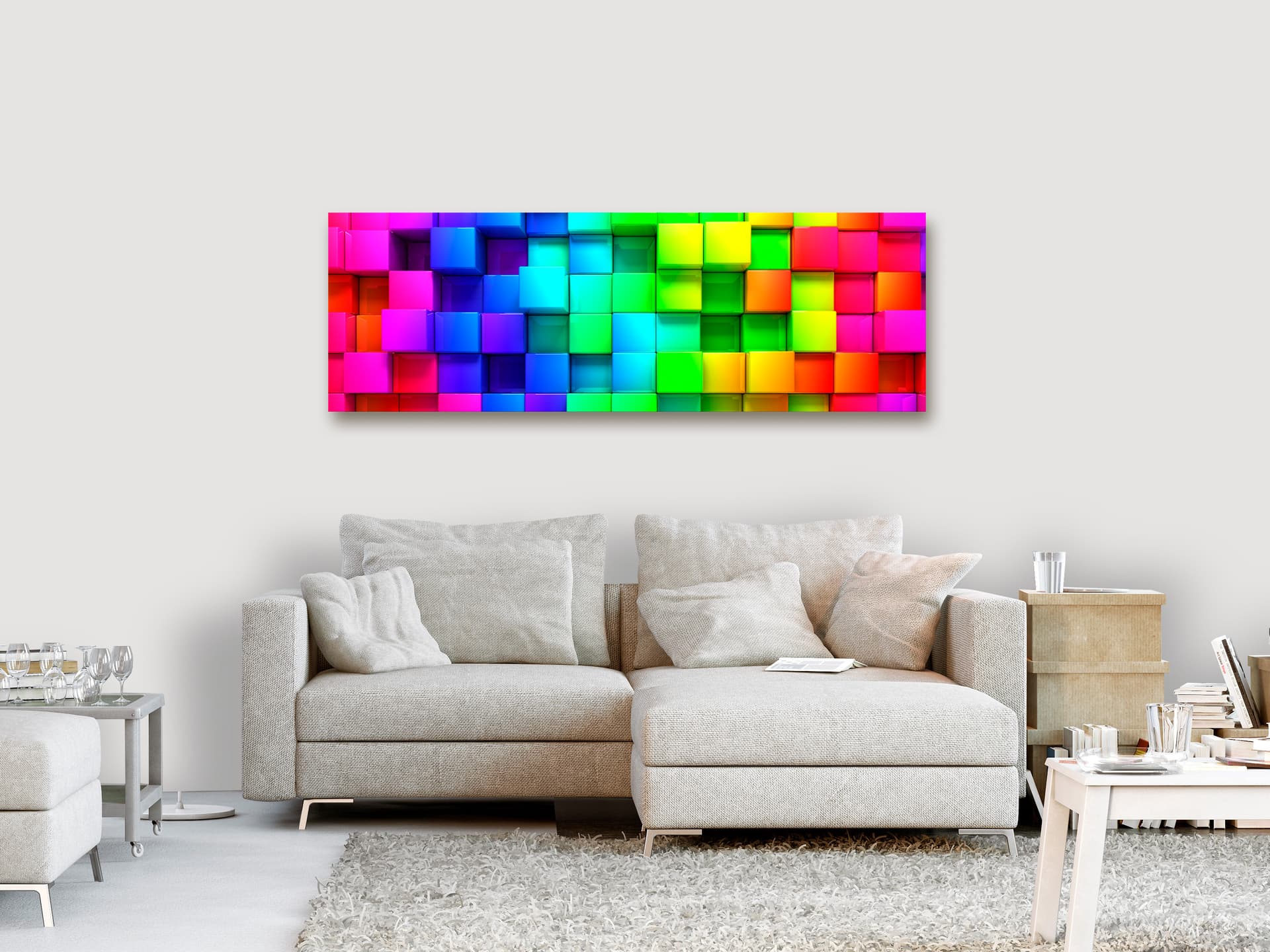 

Obraz - Kolorowe sześciany (1-częściowy) wąski (rozmiar 135x45)