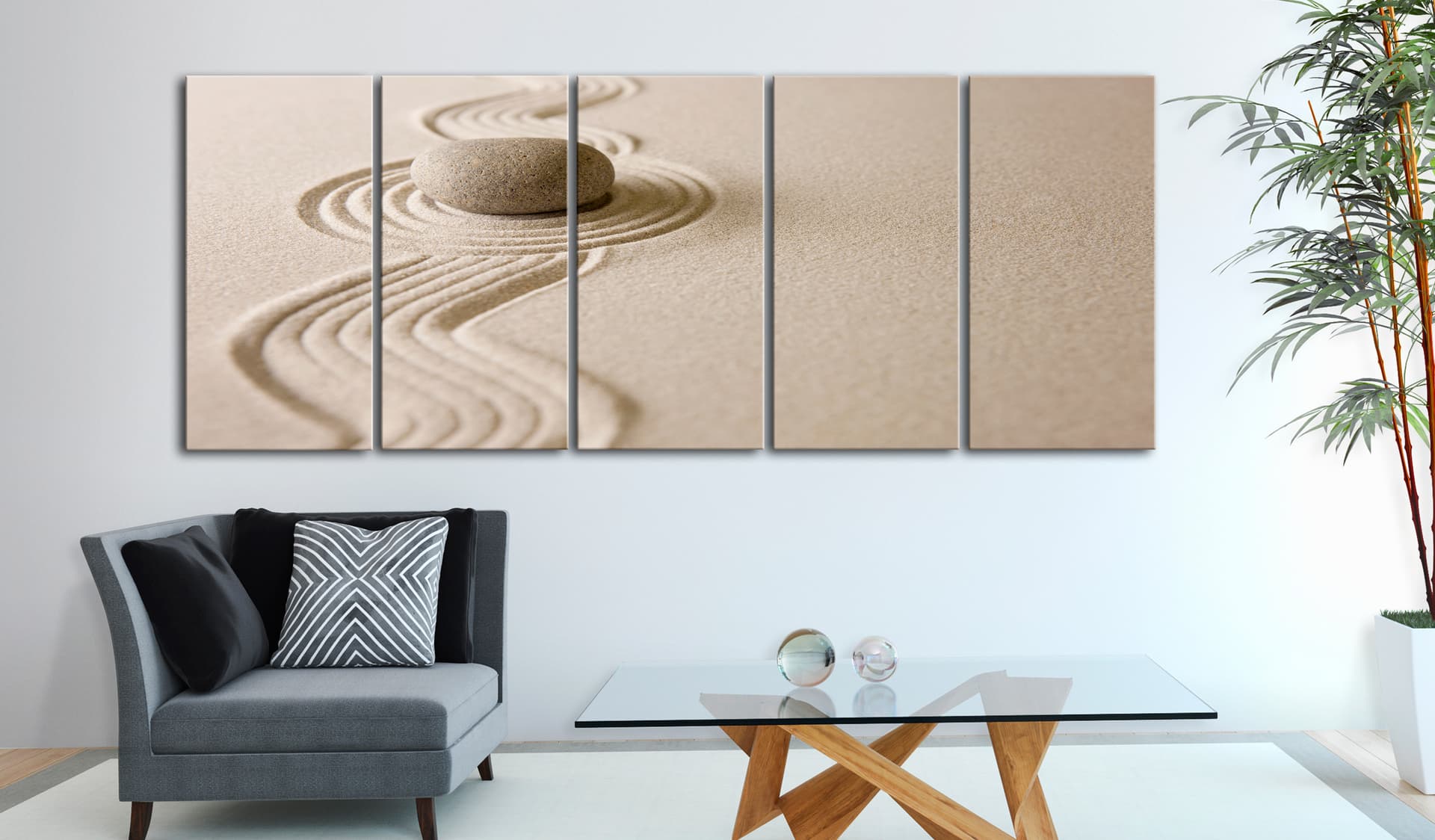 

Obraz - Zen: Piasek i kamień (rozmiar 225x90)