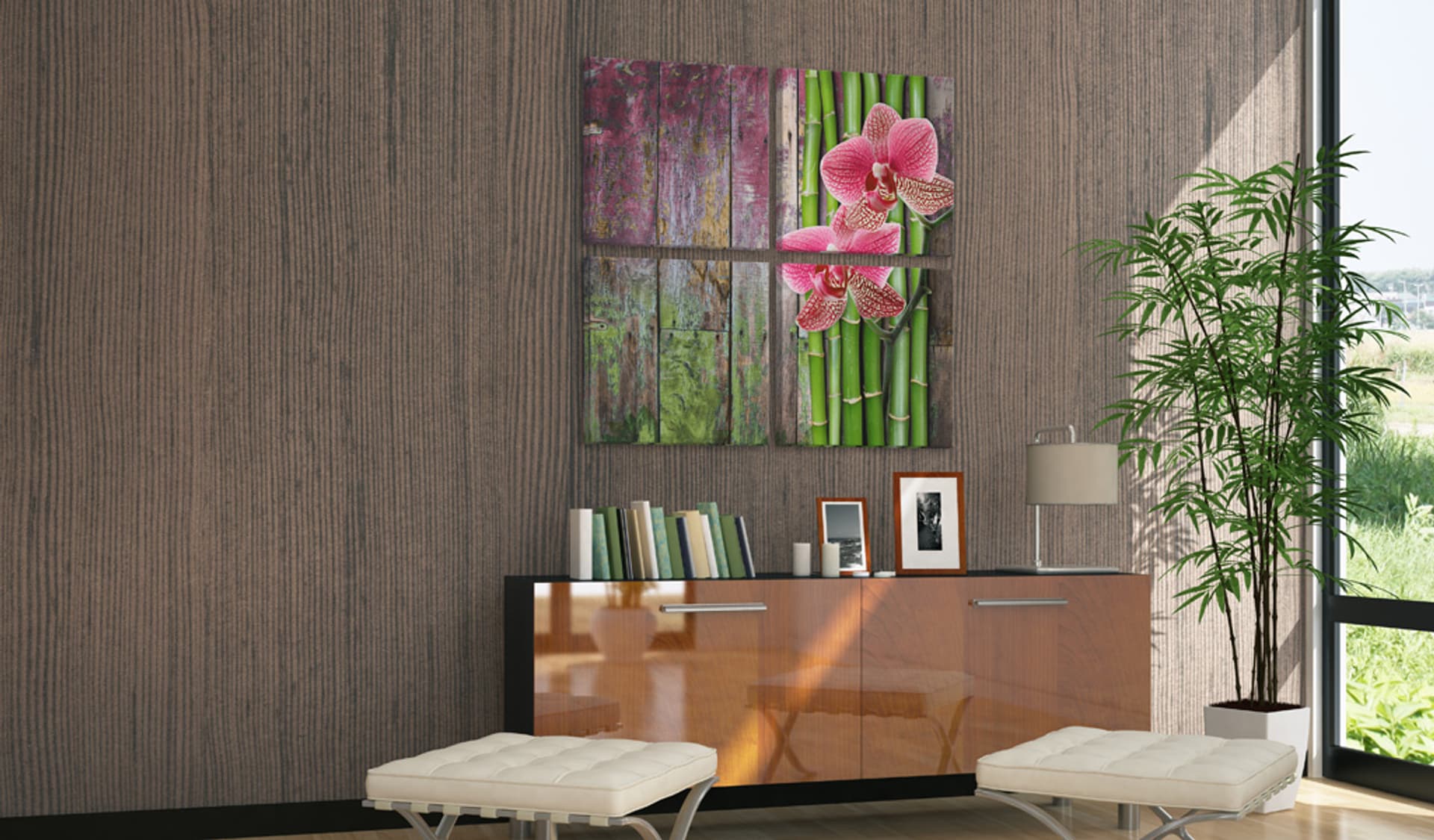 

Obraz - Bambus i orchidea (rozmiar 60x60)