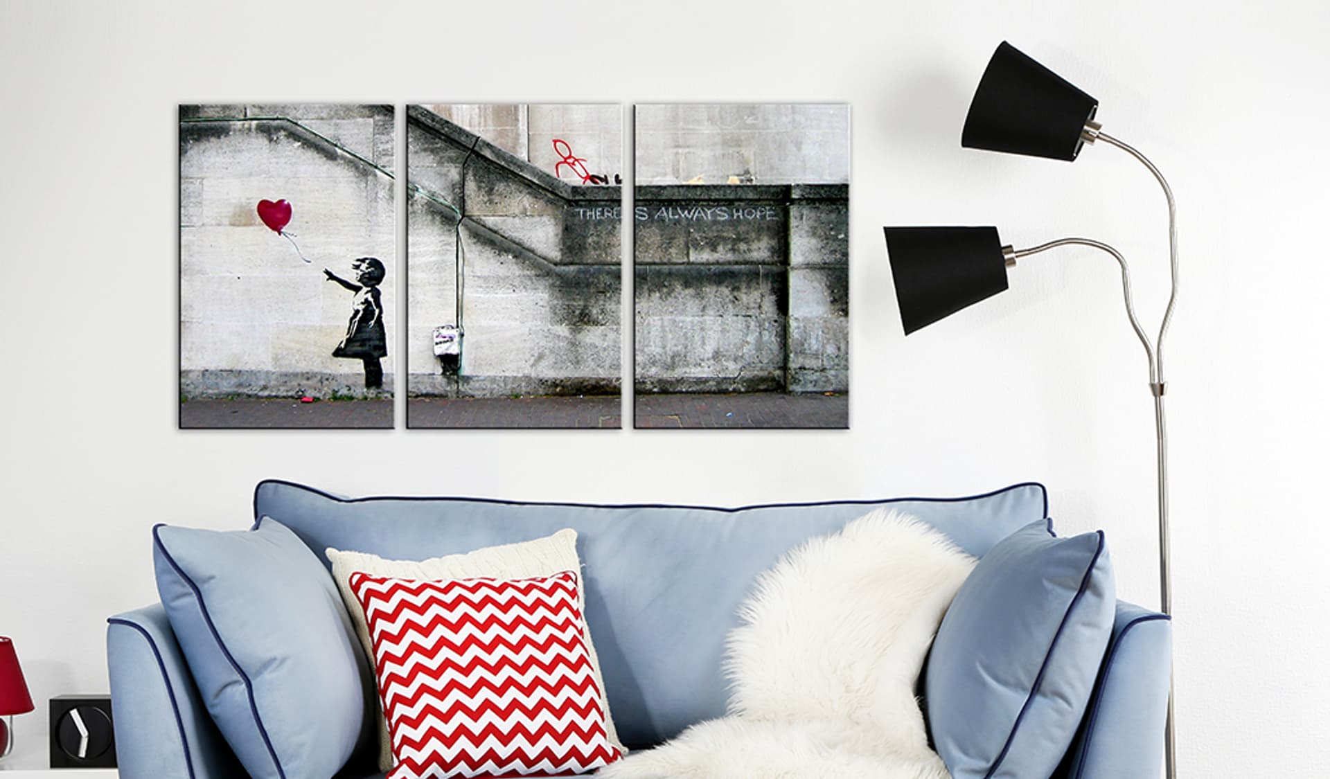 

Obraz - Zawsze jest nadzieja (Banksy) - tryptyk (rozmiar 60x30)