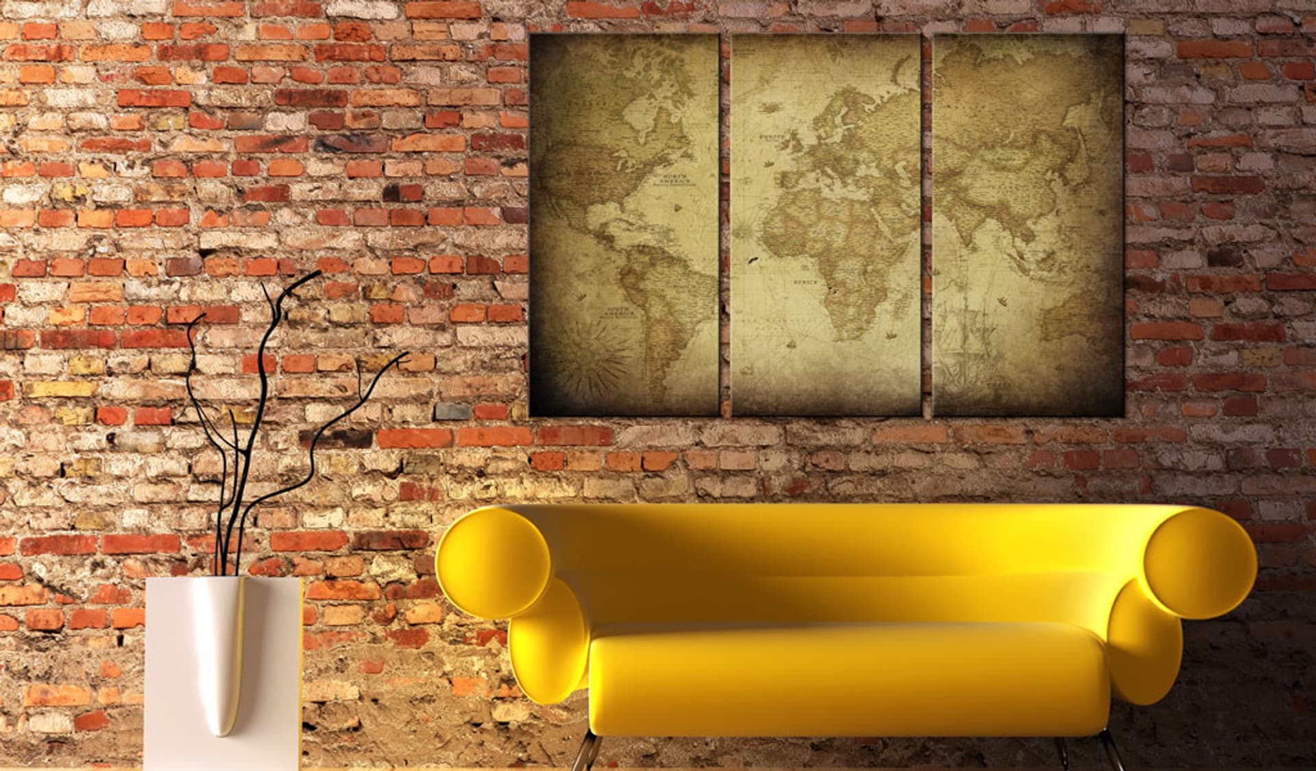

Obraz - Stara mapa: tryptyk (rozmiar 90x60)