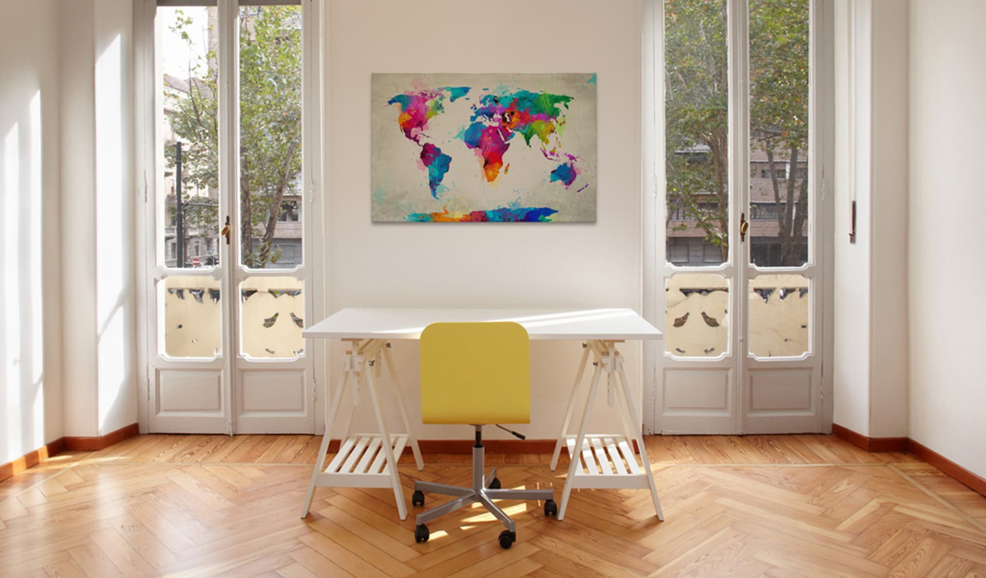 

Obraz - Map of the world - an explosion of colors (rozmiar 120x80)