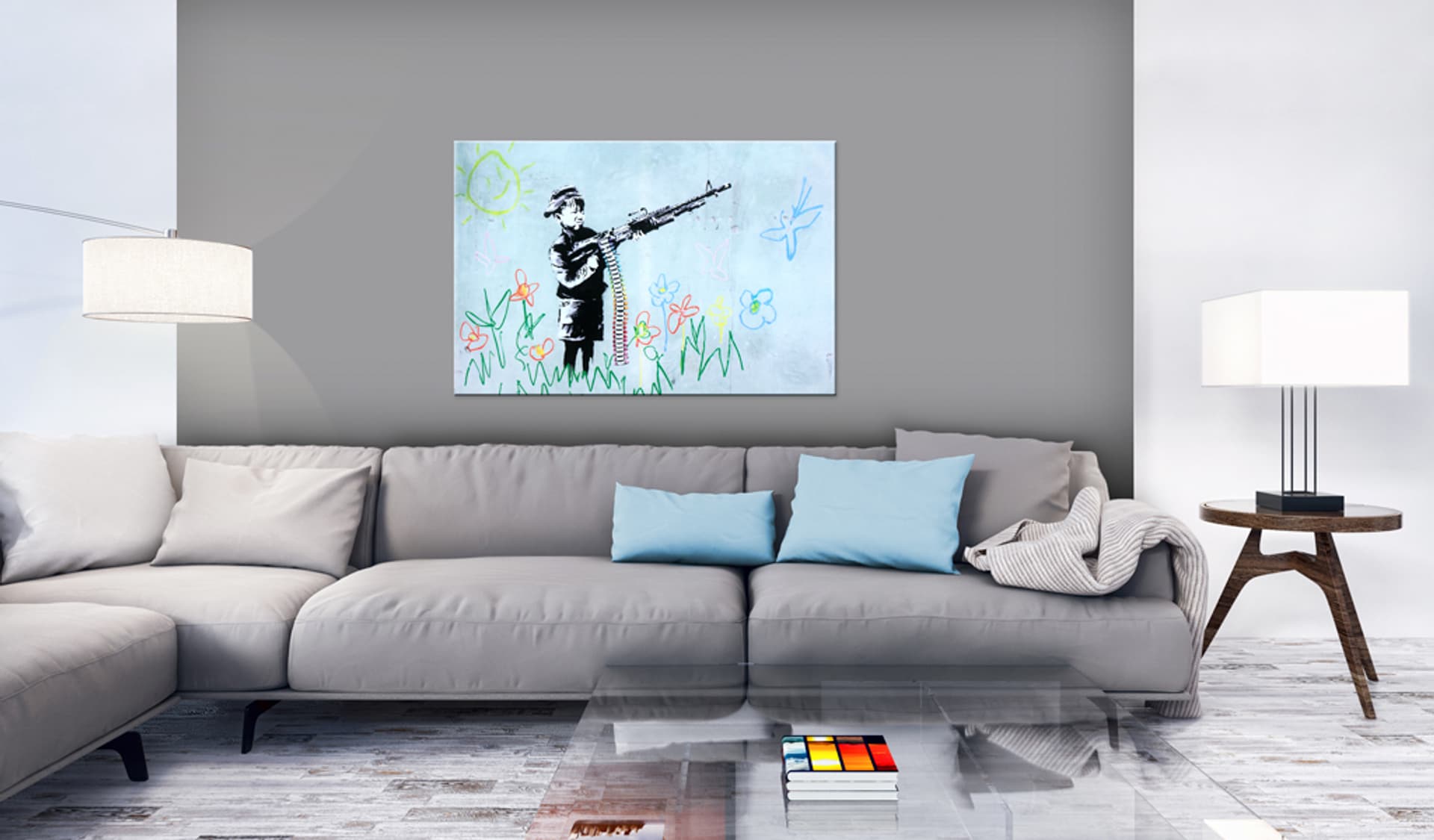 

Obraz - Boy with Gun by Banksy (rozmiar 90x60)