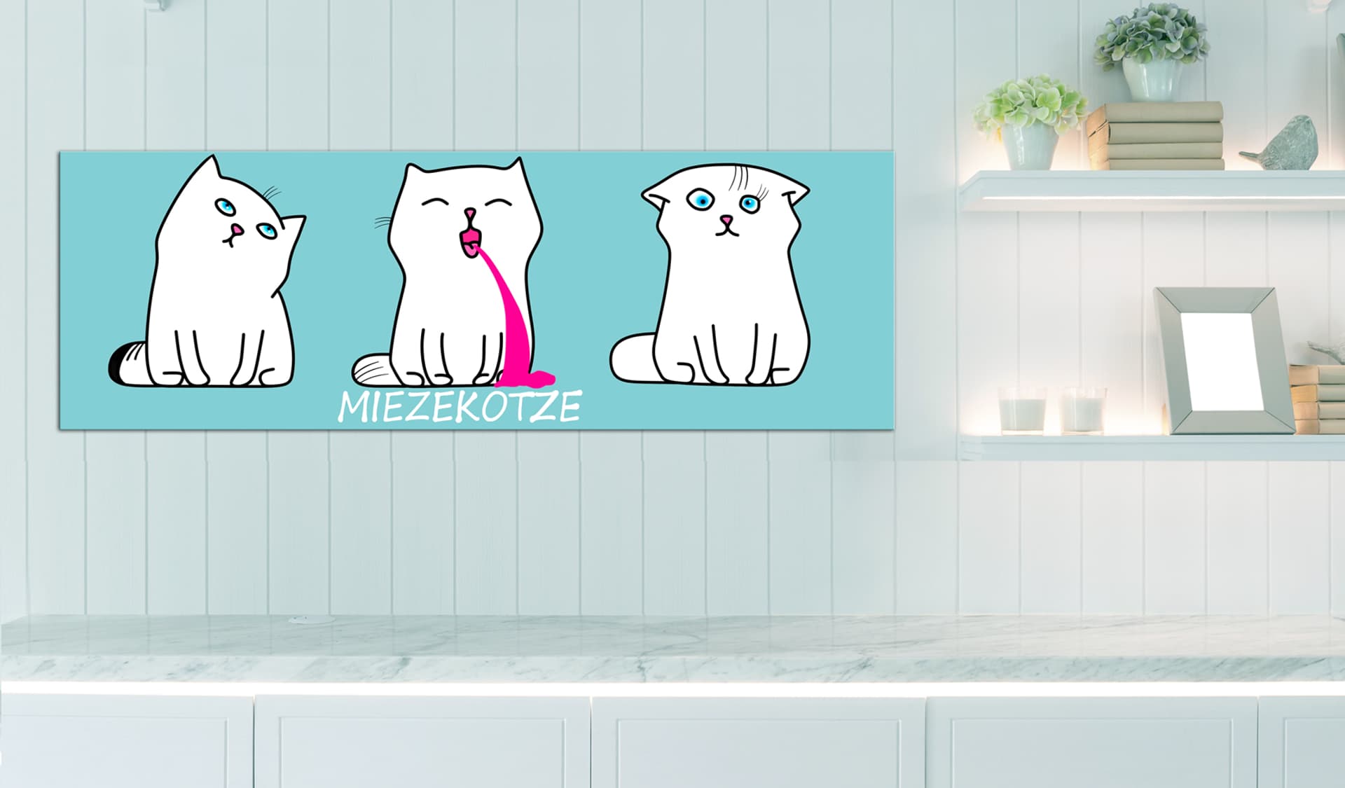 

Obraz - Miezekotze: Kocie trio (niebieski) (rozmiar 135x45)