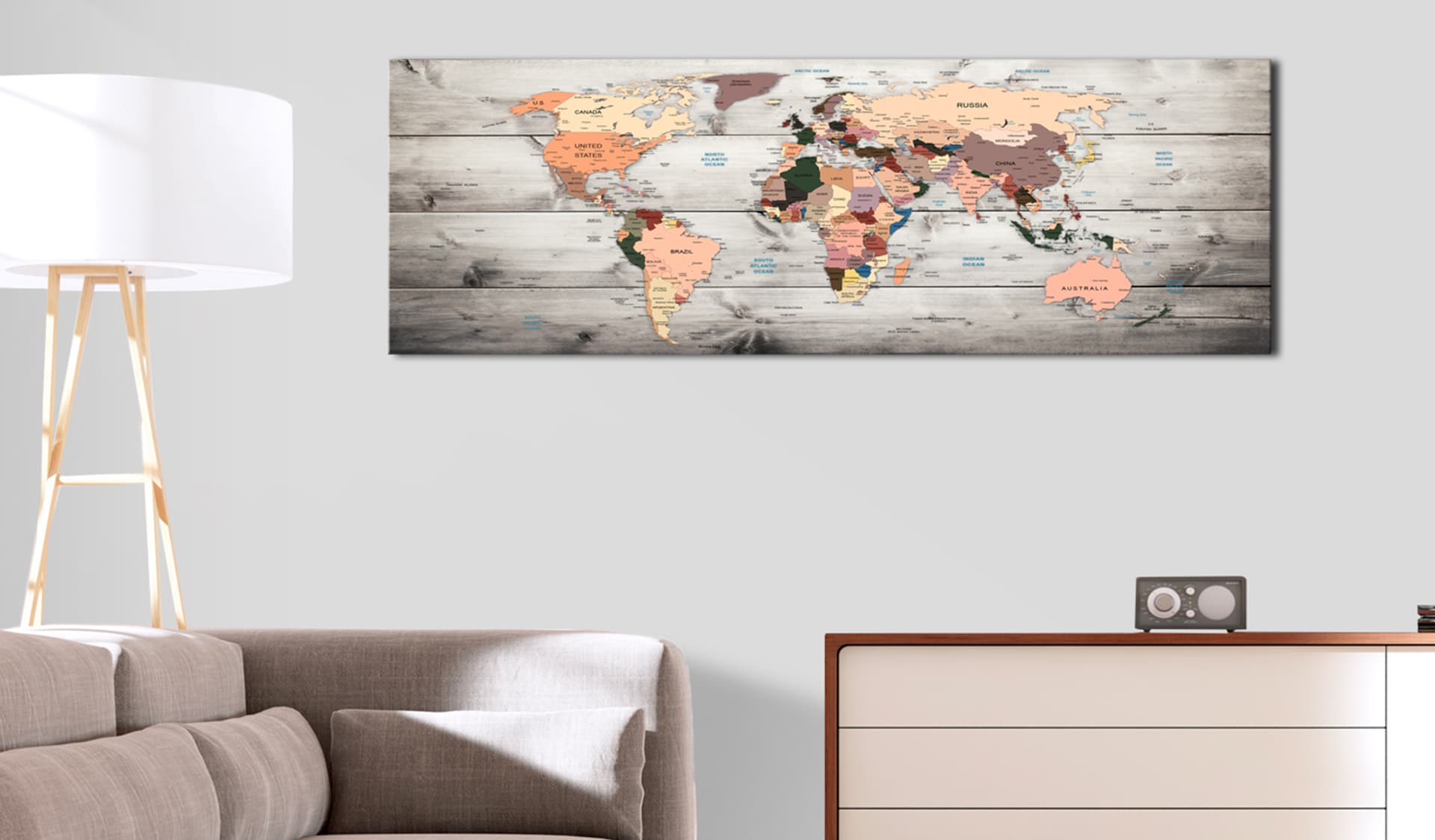 

Obraz - Mapy świata: Drewniane podróże (rozmiar 120x40)