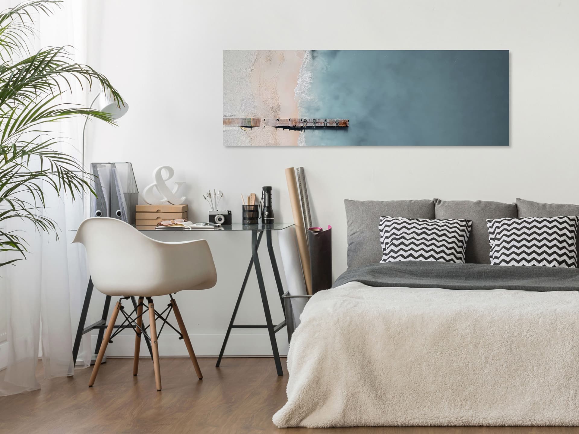 

Obraz - Morze i pomost (1-częściowy) wąski szary (rozmiar 135x45)