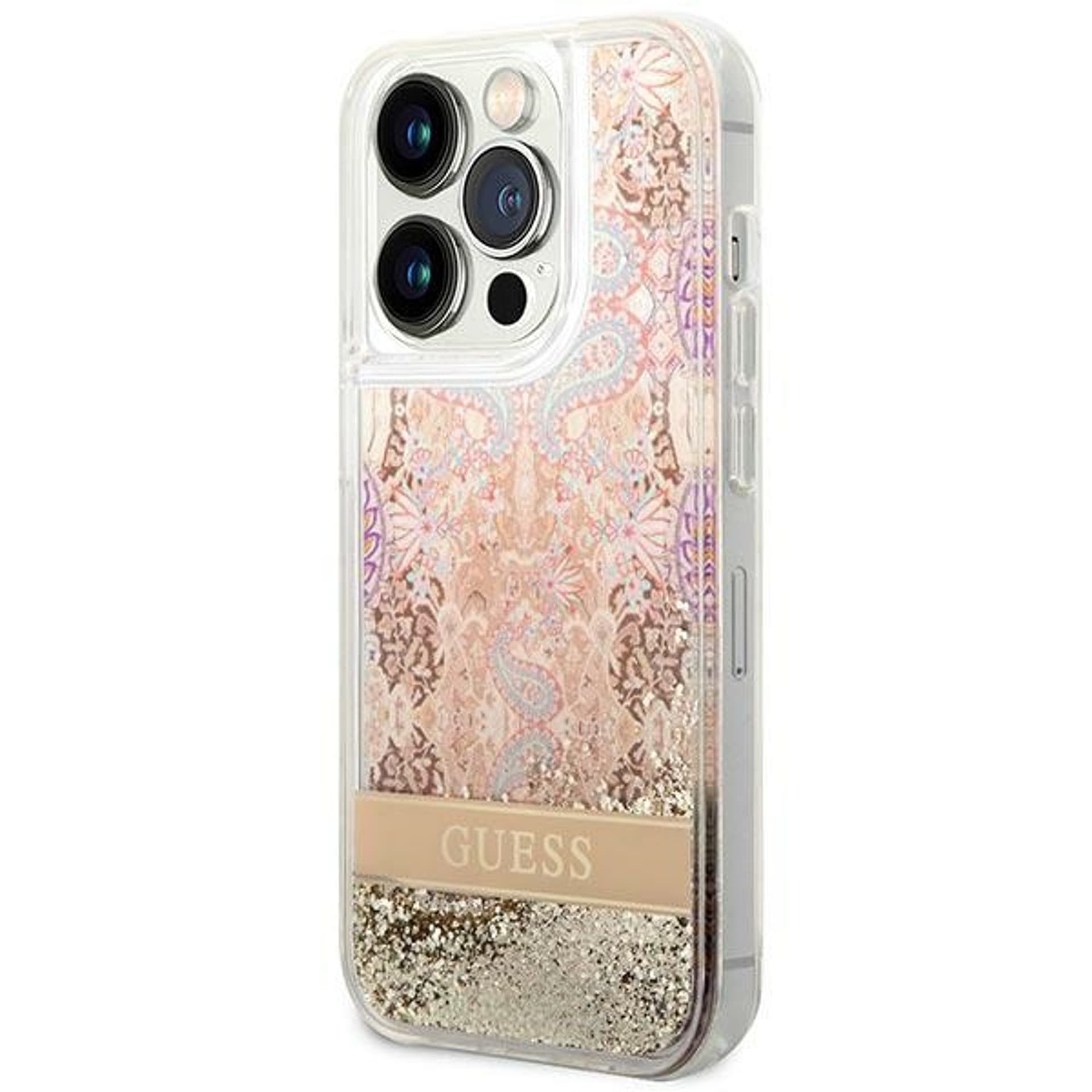 

Guess GUHCP14LLFLSD iPhone 14 Pro 6,1" złoty/gold hardcase Paisley Liquid Glitter
