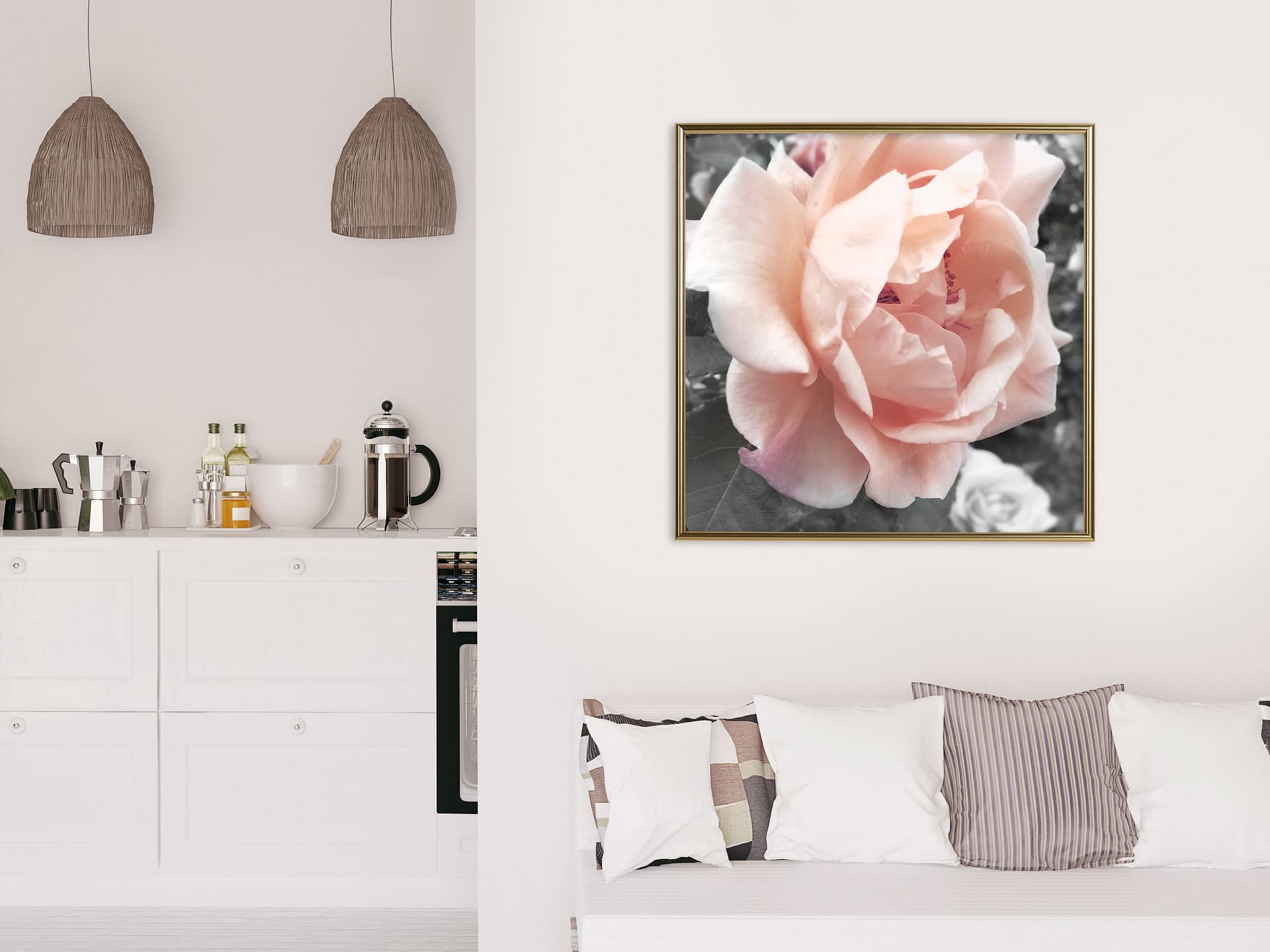 

Plakat - Delikatna róża (rozmiar 30x30, wykończenie Rama złota)