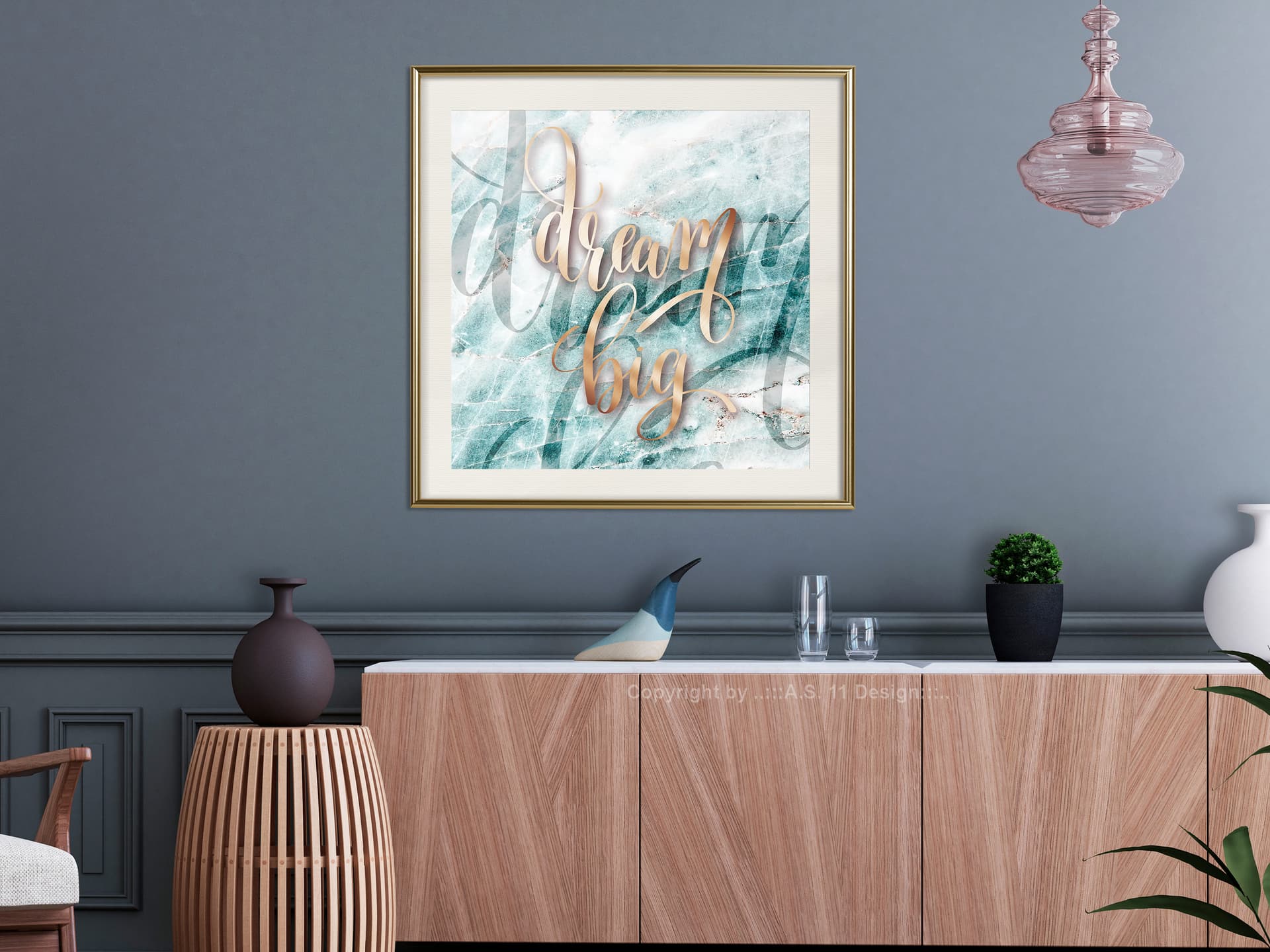 

Plakat - Miej wielkie marzenia (kwadratowy) (rozmiar 50x50, wykończenie Rama złota z passe-partout)