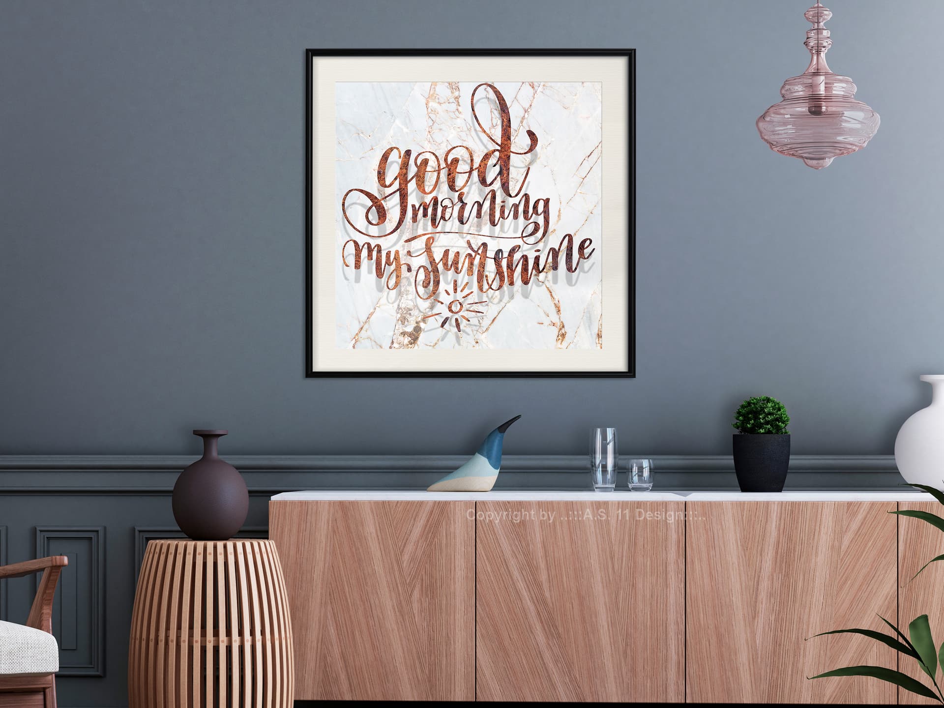 

Plakat - Dzień dobry (kwadratowy) (rozmiar 30x30, wykończenie Rama czarna z passe-partout)