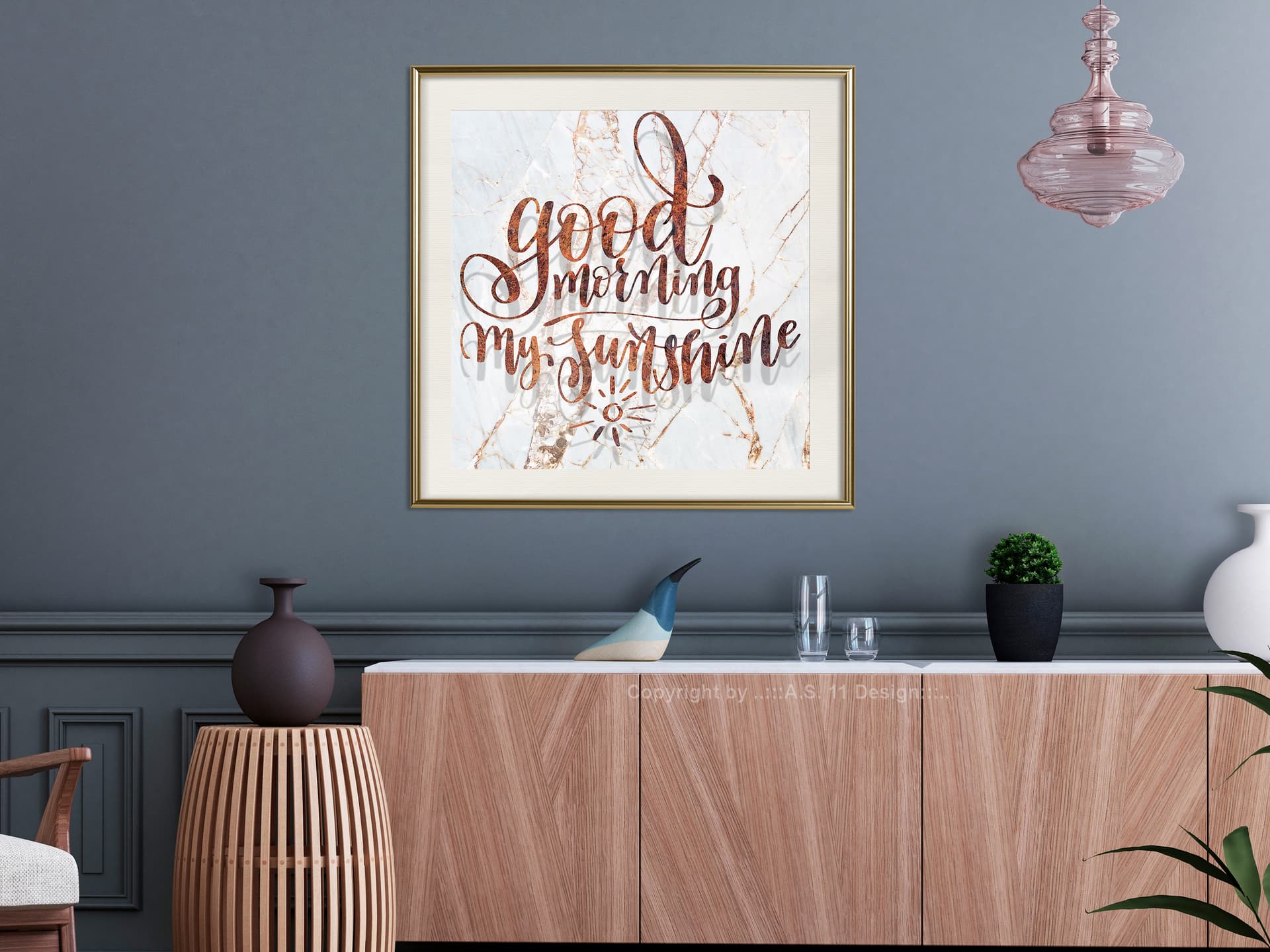

Plakat - Dzień dobry (kwadratowy) (rozmiar 30x30, wykończenie Rama złota z passe-partout)