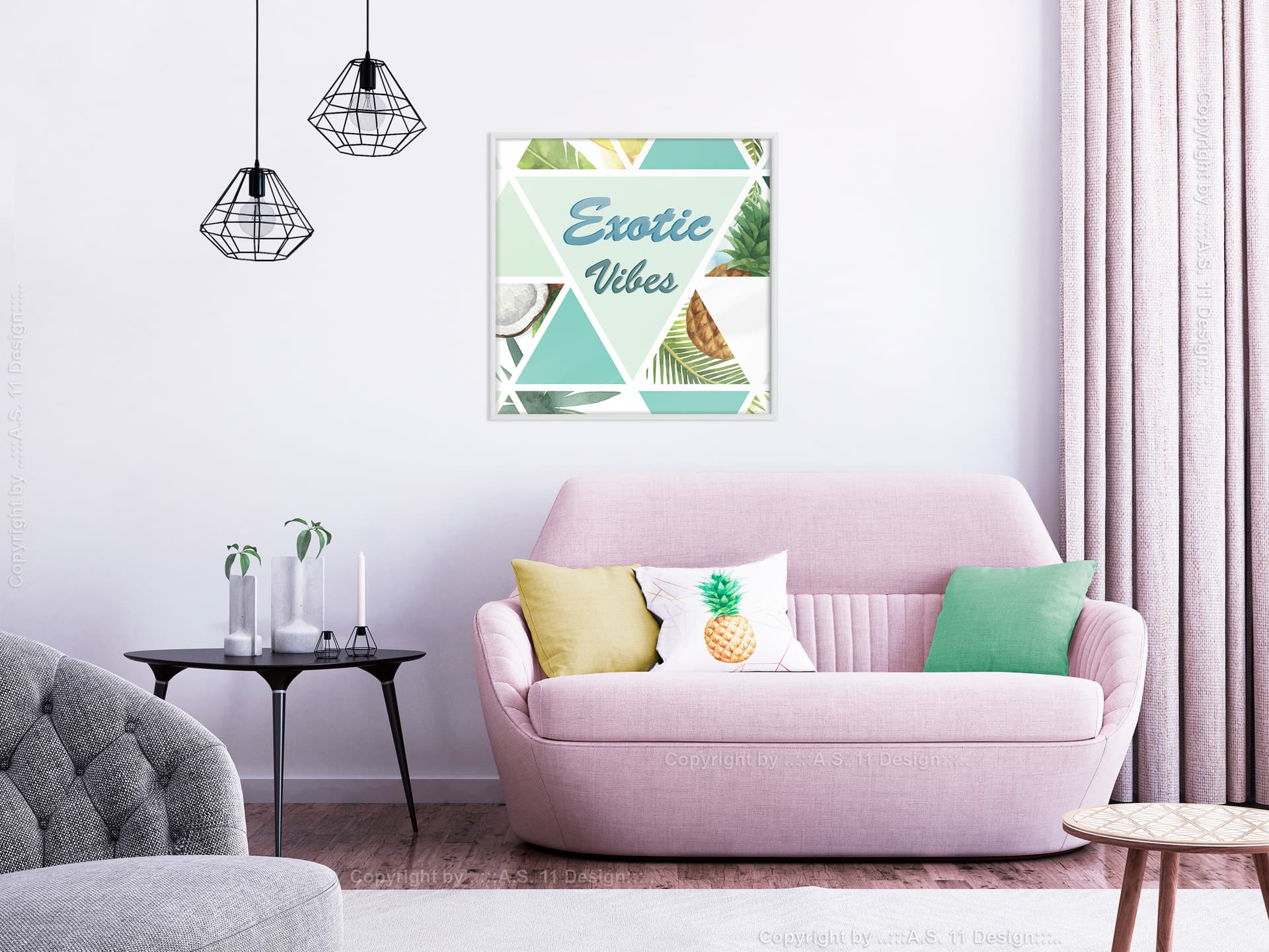 

Plakat - Tropikalna mozaika (kwadratowy) (rozmiar 30x30, wykończenie Rama biała)