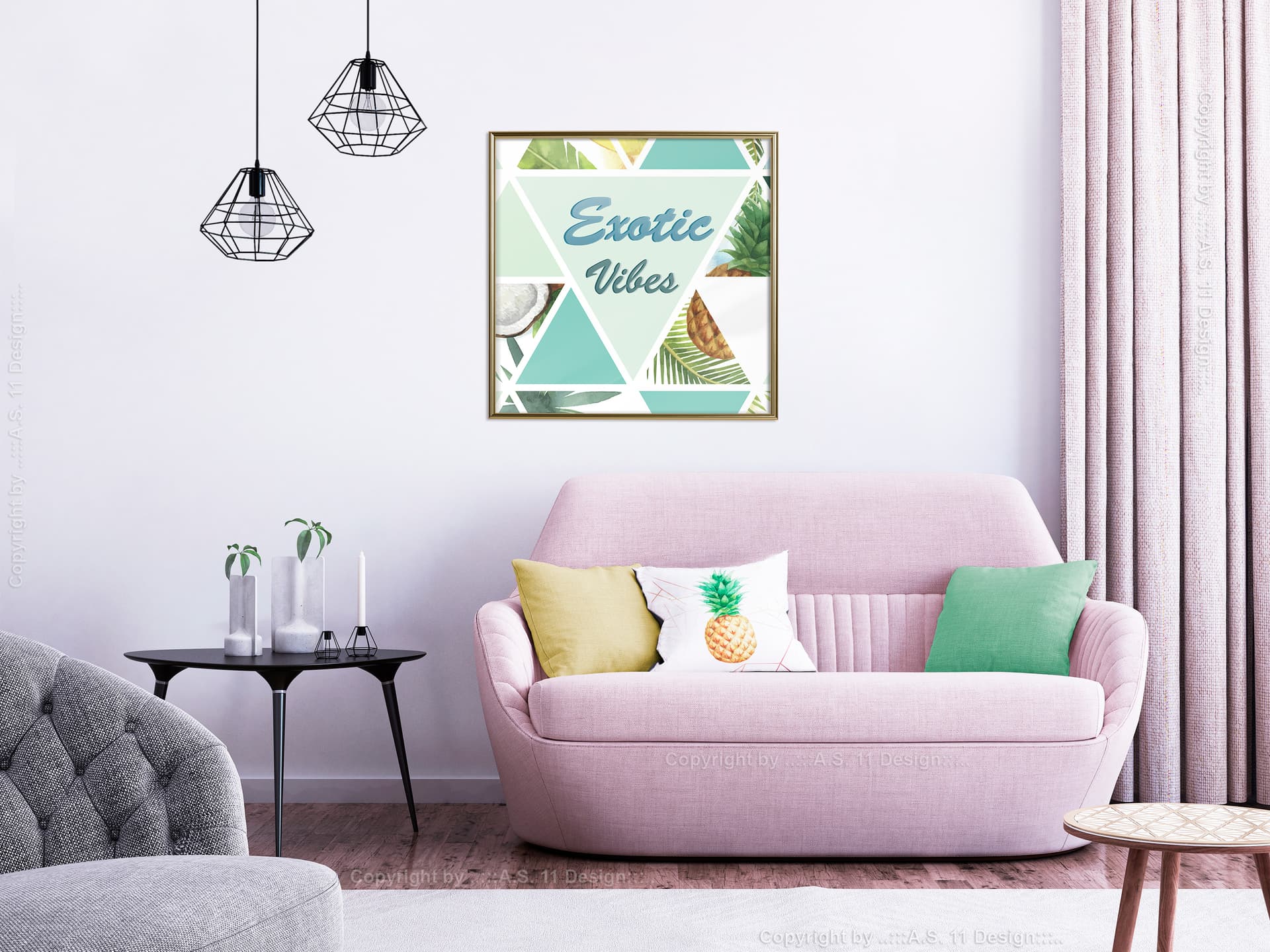 

Plakat - Tropikalna mozaika (kwadratowy) (rozmiar 20x20, wykończenie Rama złota)