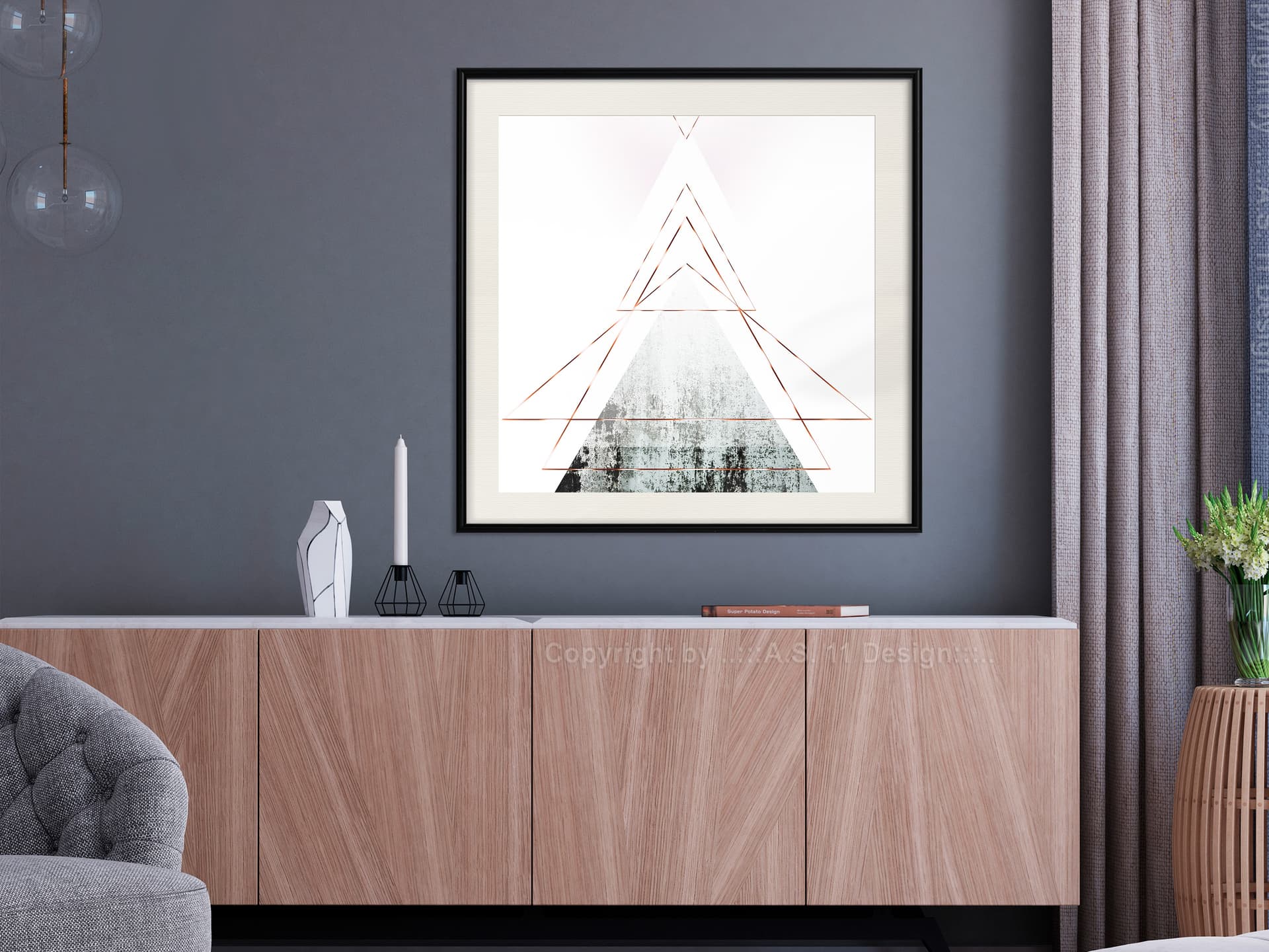 

Plakat - Ośnieżony szczyt (kwadratowy) (rozmiar 30x30, wykończenie Rama czarna z passe-partout)